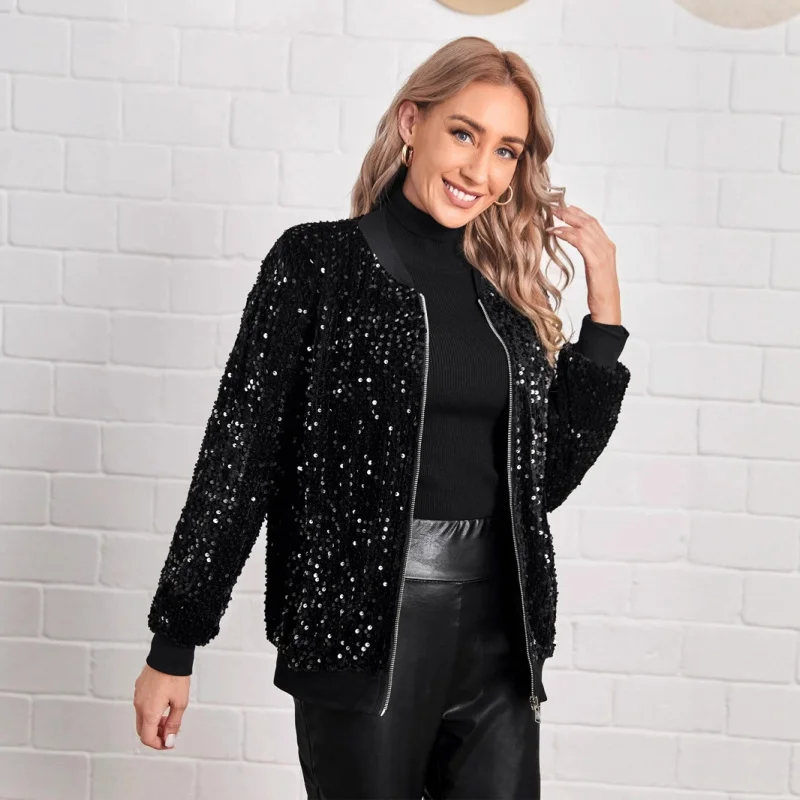Solid Color Cardigan Casual Sequin Short Jacket
Solid Color Cardigan Casual Sequin Short Jacket