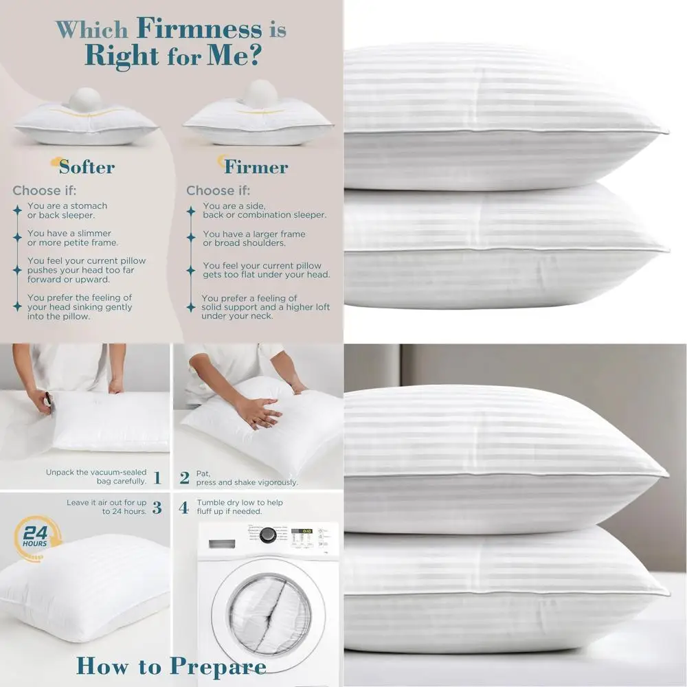 Queen Size Pillow Set of 2, Hotel-Quality Down Alternative, Ideal for All Sleep Positions, Firm Support
Queen Size Pillow Set of 2, Hotel-Quality Down Alternative, Ideal for All Sleep Positions, Firm Support