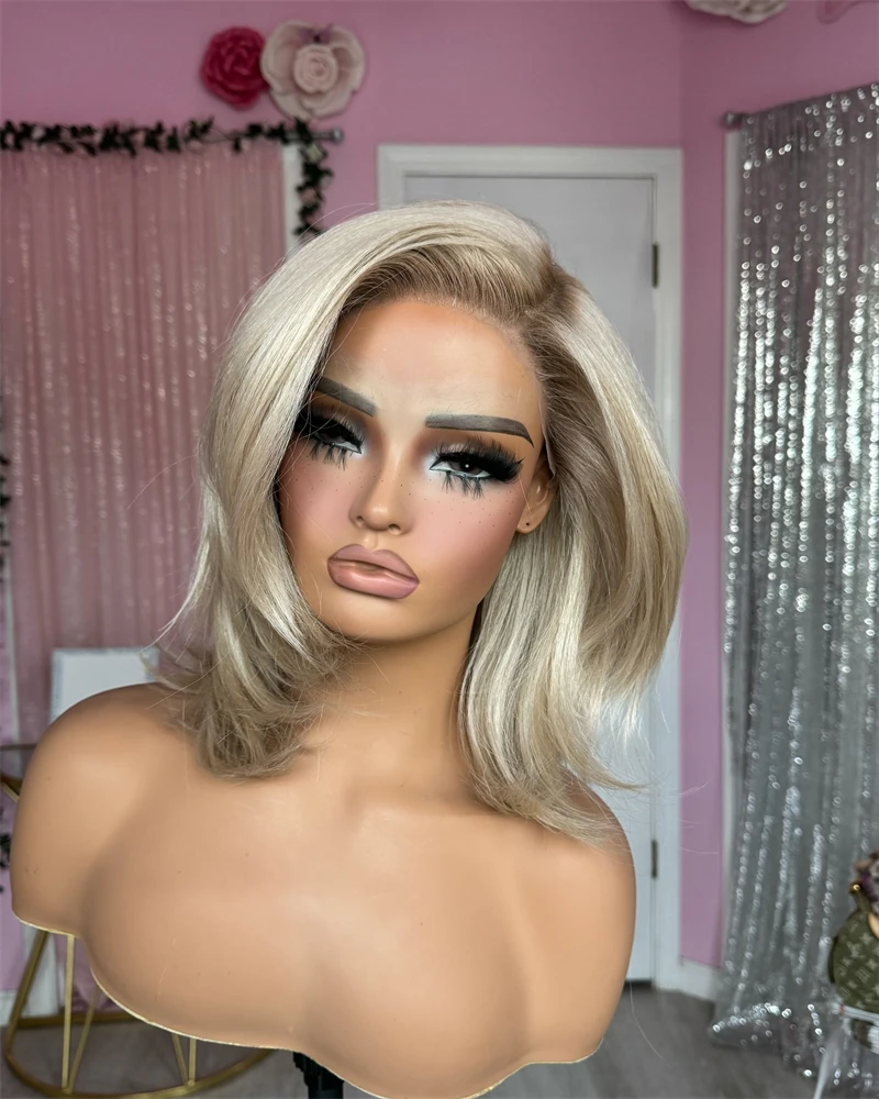 Bob Wig Ombre Golden Blonde Synthetic Lace Front Wig Mixed Human Hair Soft Futura Fibre Free Parting Wig Glueless High Quality
Bob Wig Ombre Golden Blonde Synthetic Lace Front Wig Mixed Human Hair Soft Futura Fibre Free Parting Wig Glueless High Quality