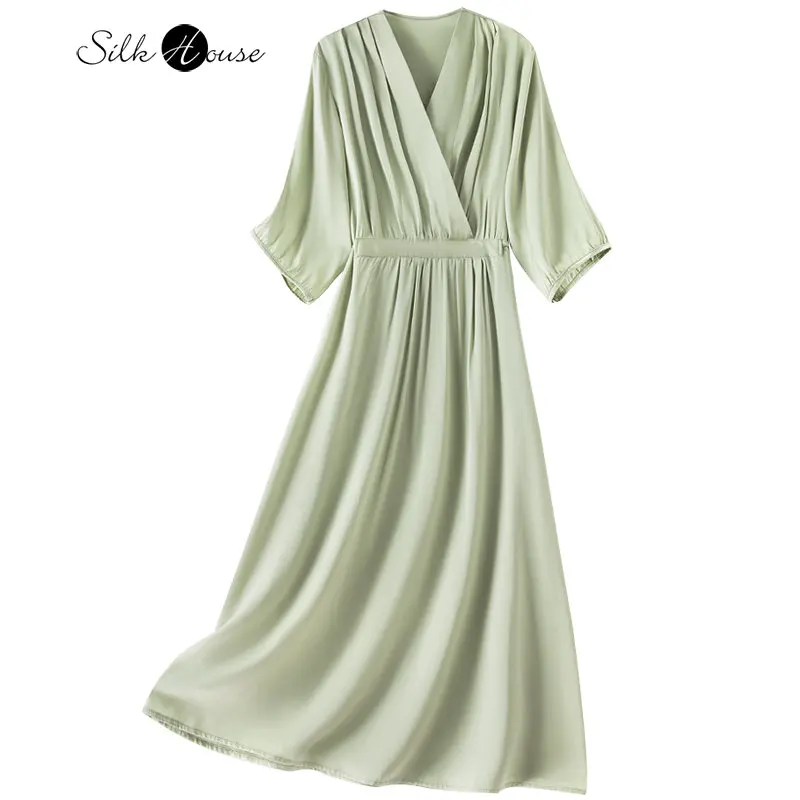 2023 Fashionable Summer New French Silk V-neck Loose Waist A-line Silkworm Elegant Mid Length Women's Dress
2023 Fashionable Summer New French Silk V-neck Loose Waist A-line Silkworm Elegant Mid Length Women's Dress