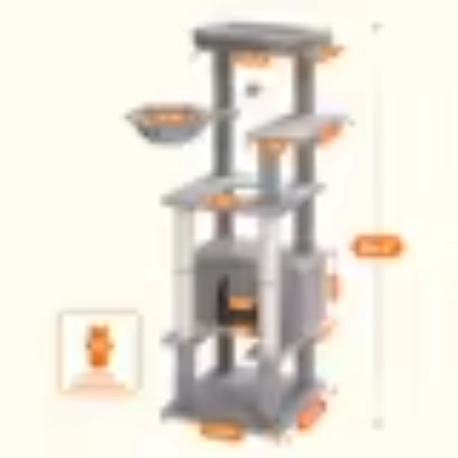 Cat Tree With Top Perch, Cat Tower With Plush Hammock, Cat Shelves And Dangling Pompom, Cat Scratching Posts And 2 Condos Houses
Cat Tree With Top Perch, Cat Tower With Plush Hammock, Cat Shelves And Dangling Pompom, Cat Scratching Posts And 2 Condos Houses