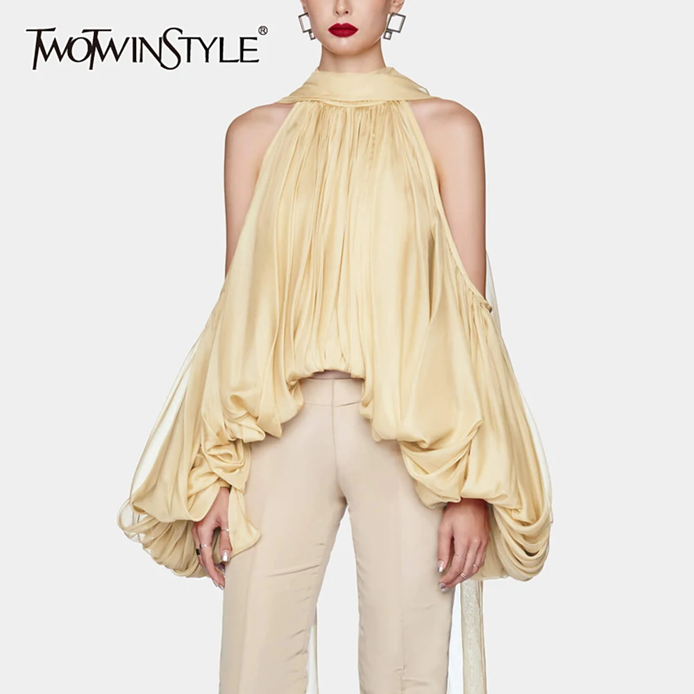 TWOTWINSTYLE Solid Loose Fashion Blouses for Women Round Neck Long Sleeves Patchwork Hollow Out Elegant Top Female Clothing New
TWOTWINSTYLE Solid Loose Fashion Blouses for Women Round Neck Long Sleeves Patchwork Hollow Out Elegant Top Female Clothing New