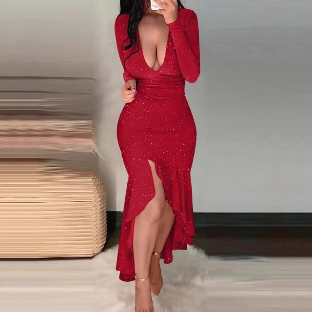 New Solid Color V-neck Sexy Long Dress with Slit and Bodycon Design for Women Wedding Lace 2025 Summer Dress Robe Vestido Women
New Solid Color V-neck Sexy Long Dress with Slit and Bodycon Design for Women Wedding Lace 2025 Summer Dress Robe Vestido Women