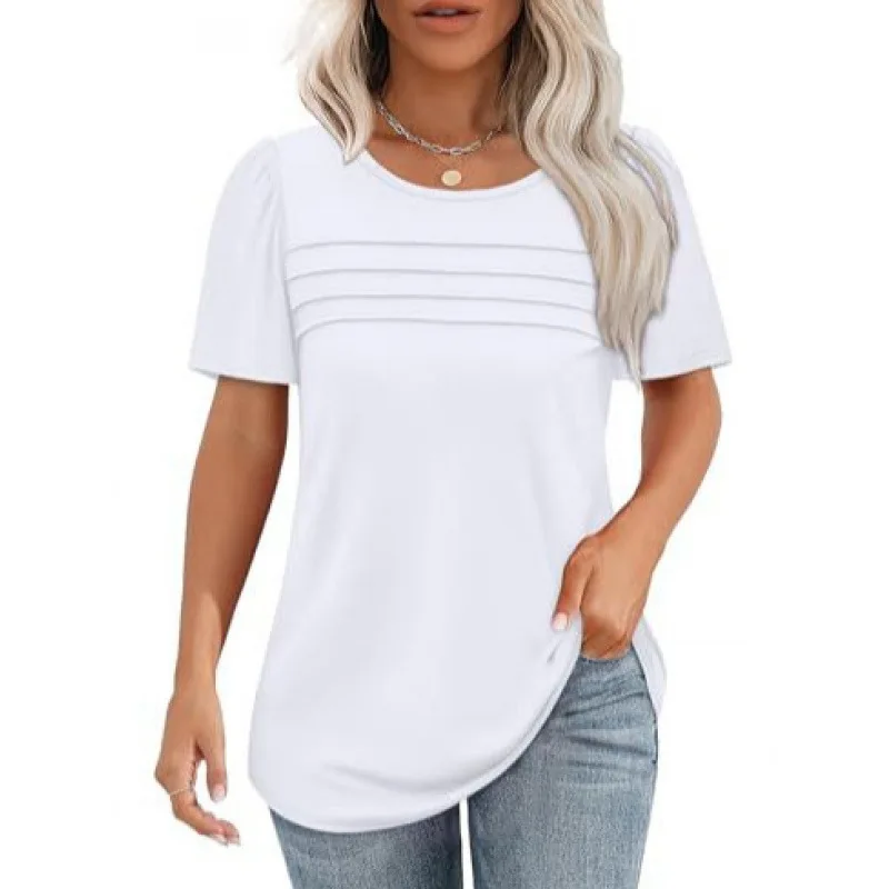2025 Summer Fashion Women's Top T-shirt Solid Color Clothing 2025 New Summer Vintage Oversized Shirts Elegant Youth Female Tops
2025 Summer Fashion Women's Top T-shirt Solid Color Clothing 2025 New Summer Vintage Oversized Shirts Elegant Youth Female Tops
