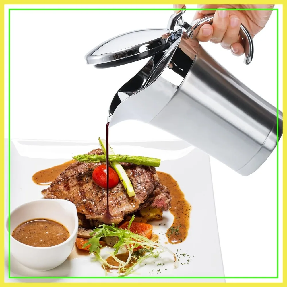 25 Oz Double Insulated Stainless Steel Gravy Boat with Hinged Lid, 750ML Sauce Jug for Family Dinner
25 Oz Double Insulated Stainless Steel Gravy Boat with Hinged Lid, 750ML Sauce Jug for Family Dinner