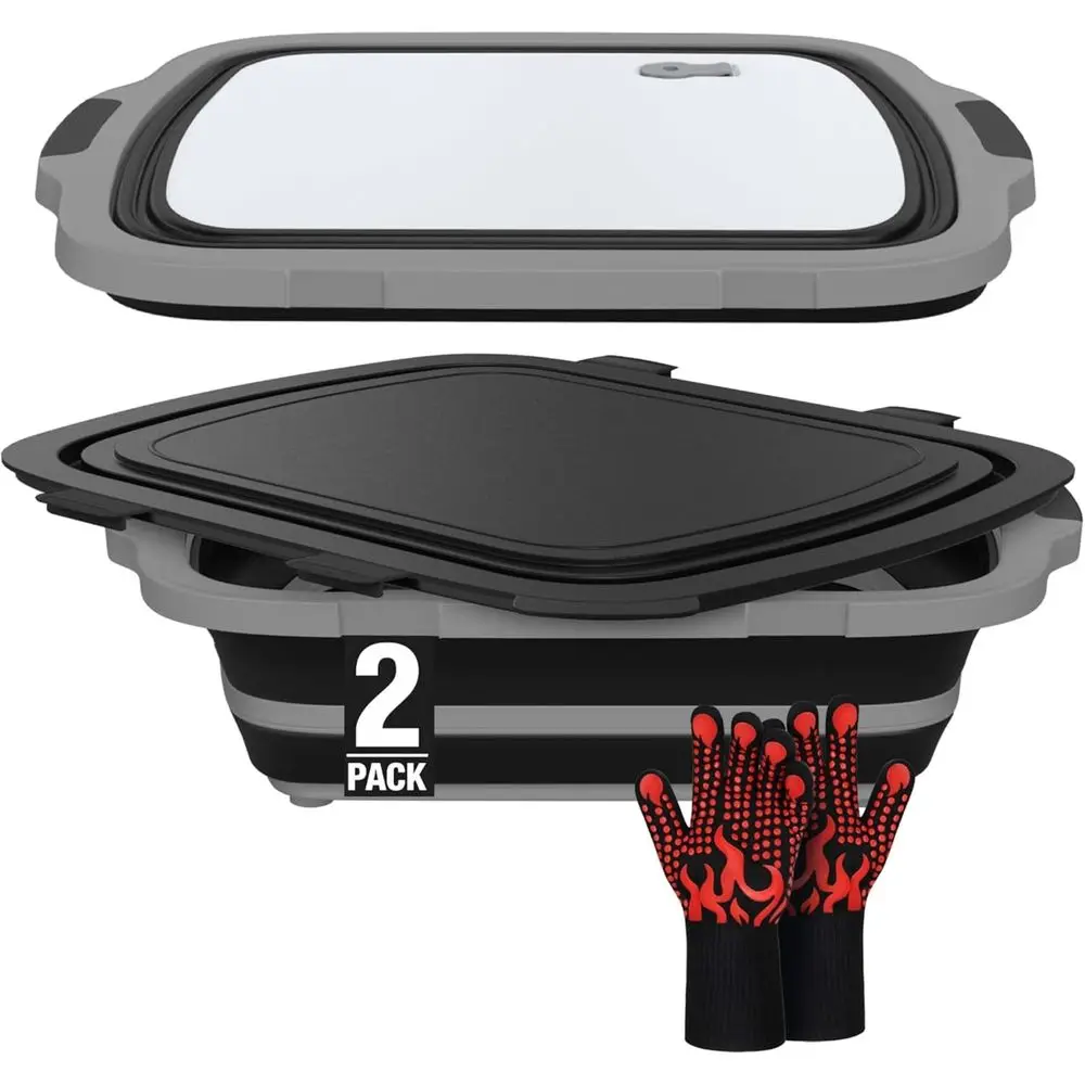 Collapsible BBQ Prep Tub with Cutting Board and Drain - Portable Kitchen & Grill Station, Dishwasher Safe, Heat-Resistant Glove
Collapsible BBQ Prep Tub with Cutting Board and Drain - Portable Kitchen & Grill Station, Dishwasher Safe, Heat-Resistant Glove