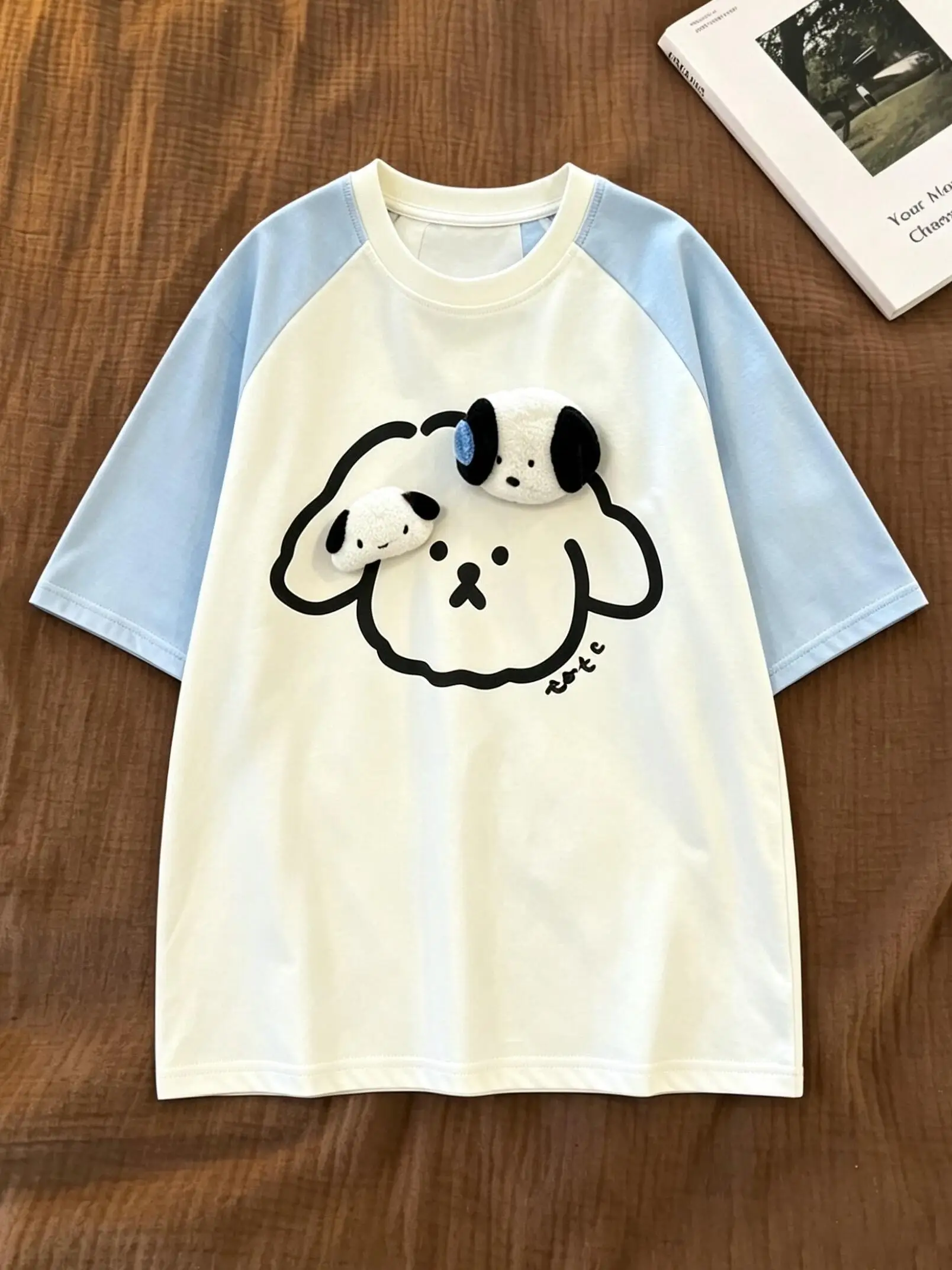 Cute Cartoon Dog Plushie Pure Cotton Short Sleeve T-Shirt Women Summer Loose Casual Color Block Design Top Comfortable Fit
Cute Cartoon Dog Plushie Pure Cotton Short Sleeve T-Shirt Women Summer Loose Casual Color Block Design Top Comfortable Fit