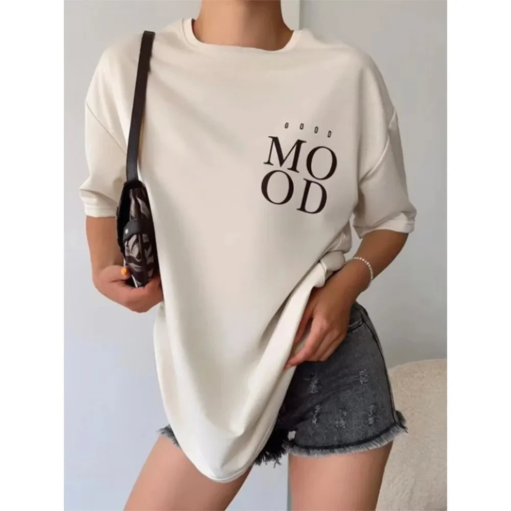 2025 Latest Mood Letter-printed Cotton T-shirt Women's Loose Large Size Casual and Comfortable Round Neck Short-sleeved T-shirt
2025 Latest Mood Letter-printed Cotton T-shirt Women's Loose Large Size Casual and Comfortable Round Neck Short-sleeved T-shirt