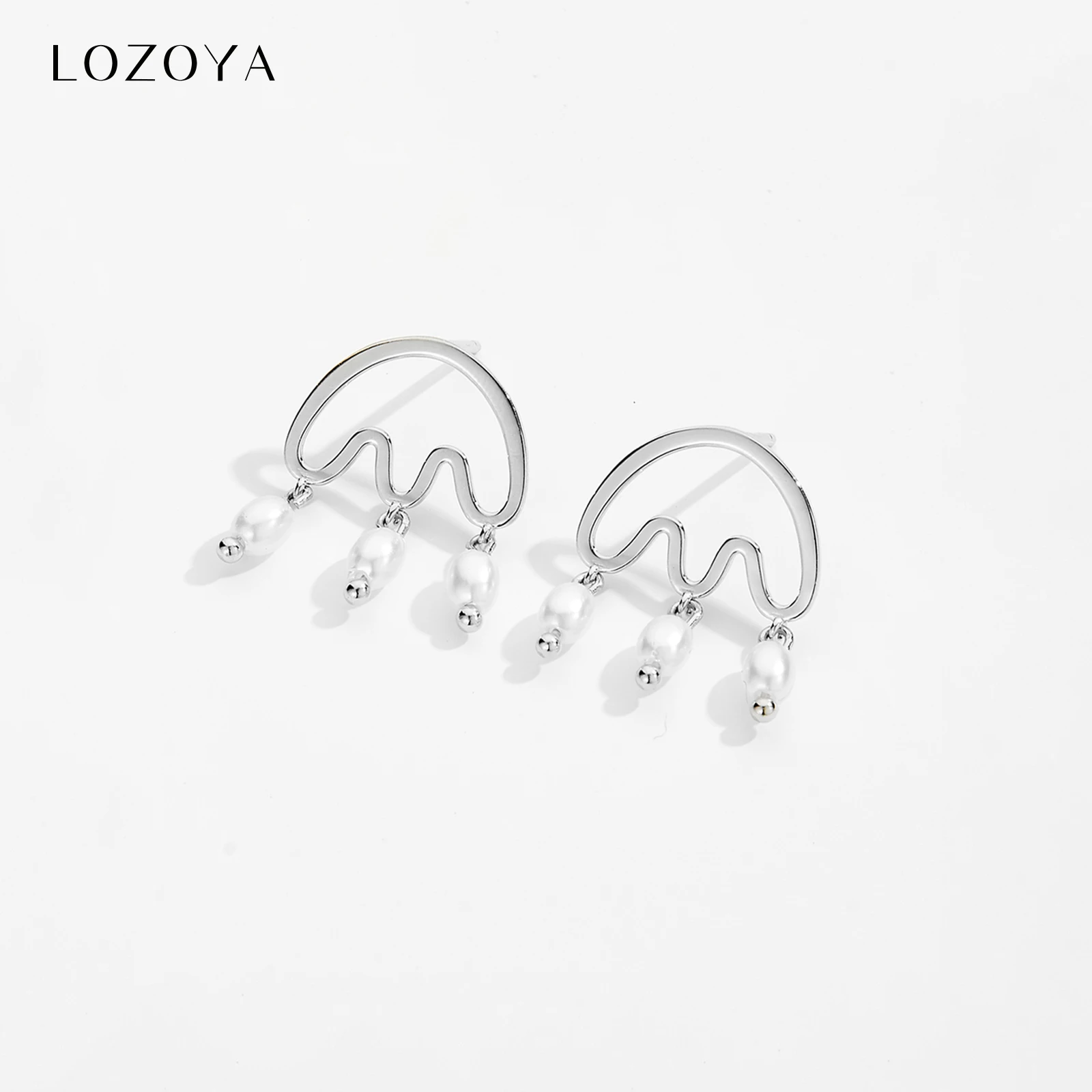 LOZOYA Women 100% 925 Sterling Silver Curved Wave Pearl Stud Earrings Luxury Fashion Cute Wedding Party Casual Jewelry Gift
LOZOYA Women 100% 925 Sterling Silver Curved Wave Pearl Stud Earrings Luxury Fashion Cute Wedding Party Casual Jewelry Gift