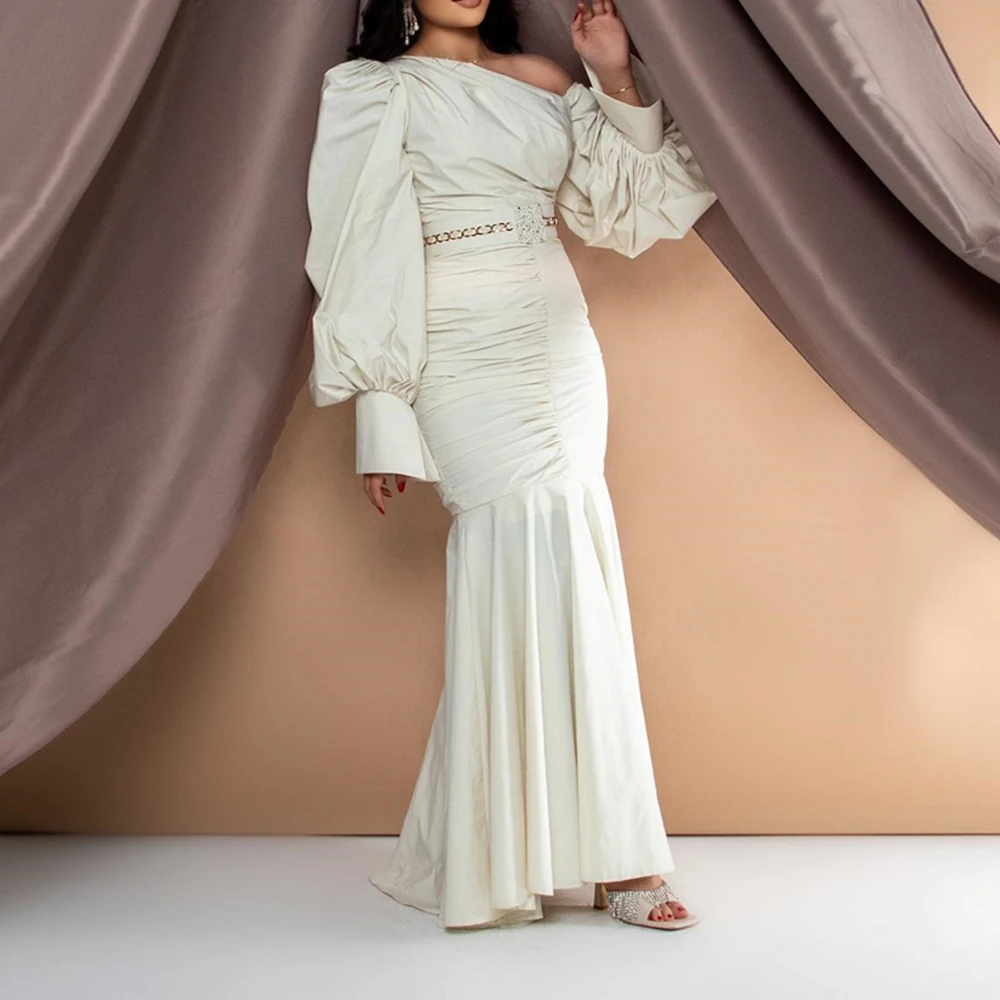 Customized Temperament Mermaid Floor Length Strapless Jersey Long Sleeves Pleats Evening Dress Modern vestidos para mujer
Customized Temperament Mermaid Floor Length Strapless Jersey Long Sleeves Pleats Evening Dress Modern vestidos para mujer