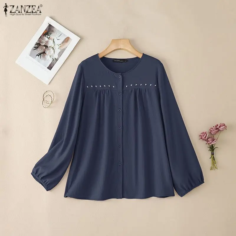 2026 ZANZEA Women Blouse Casual O Neck Long Sleeve Tops Spring Fashion Shirt Vintage Button Up Blusas Female Work Shirt Oversize
2026 ZANZEA Women Blouse Casual O Neck Long Sleeve Tops Spring Fashion Shirt Vintage Button Up Blusas Female Work Shirt Oversize
