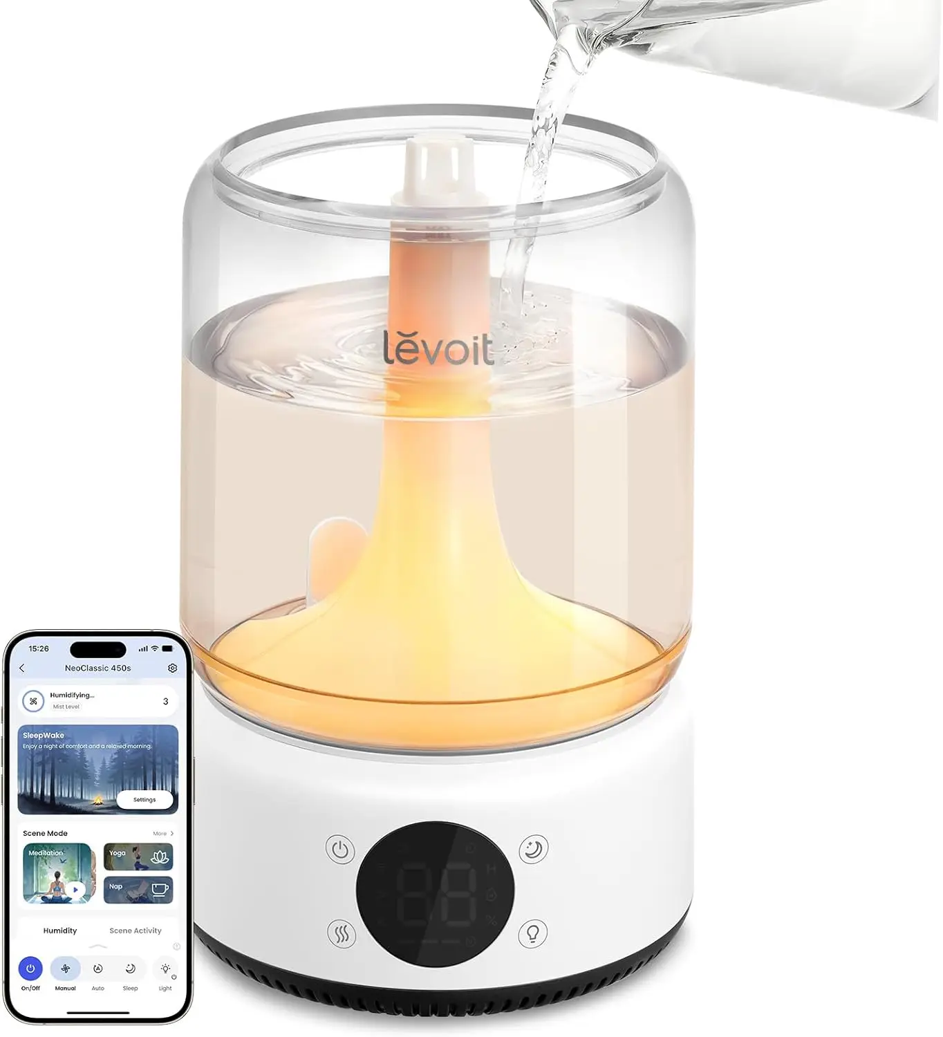 Smart Humidifiers for Bedroom, 4.2L Top Fill Cool Mist for Large Room, 42H Runtime, 21dB, APP/Voice Control, Scene Mode with
Smart Humidifiers for Bedroom, 4.2L Top Fill Cool Mist for Large Room, 42H Runtime, 21dB, APP/Voice Control, Scene Mode with