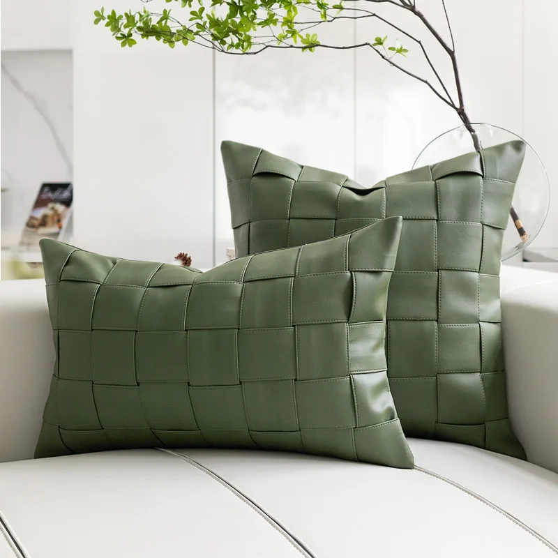 Pillows Decor Home Cushion Cover Green PU Leather Hand-woven Pillowcase Modern Simple Style Bedroom Sofa TV Waist Pillow Cushion
Pillows Decor Home Cushion Cover Green PU Leather Hand-woven Pillowcase Modern Simple Style Bedroom Sofa TV Waist Pillow Cushion