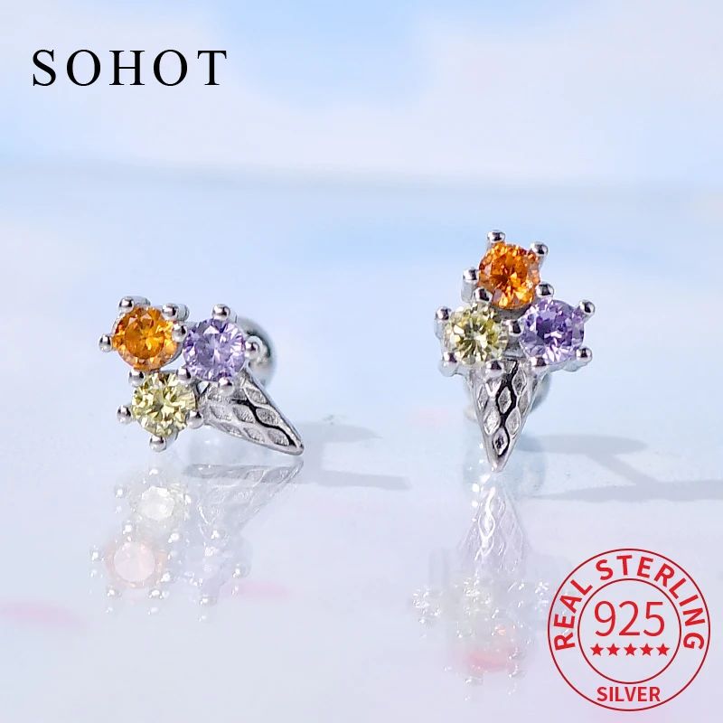 Real 925 Sterling Silver Piercing Screw Bead Colorful Zircon Mini Stud Earrings for Women Trendy Fine Jewelry Summer Accessories
Real 925 Sterling Silver Piercing Screw Bead Colorful Zircon Mini Stud Earrings for Women Trendy Fine Jewelry Summer Accessories