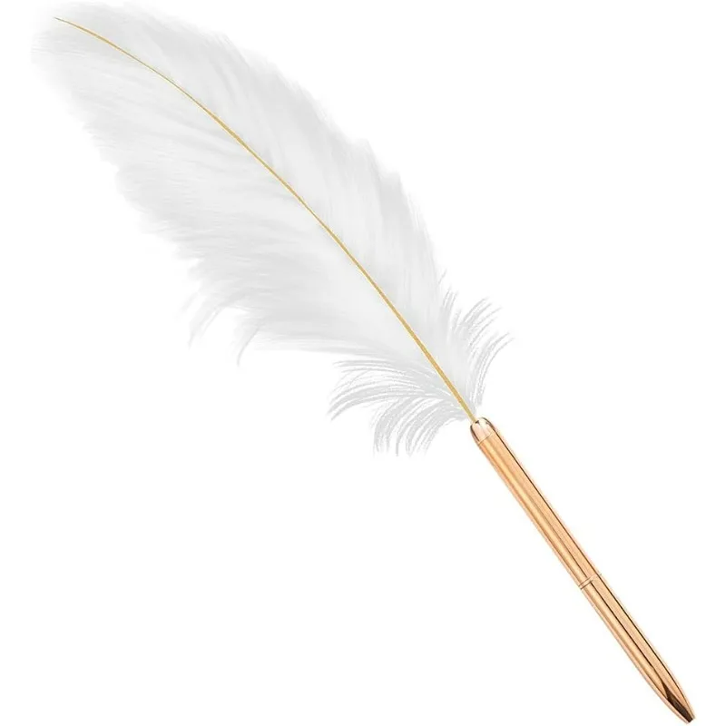 Feather Ballpoint Pen Plating Pen Barrel Smooth Writing for Wedding Fancy Feather Black Inks Pen for Bride Wedding
Feather Ballpoint Pen Plating Pen Barrel Smooth Writing for Wedding Fancy Feather Black Inks Pen for Bride Wedding