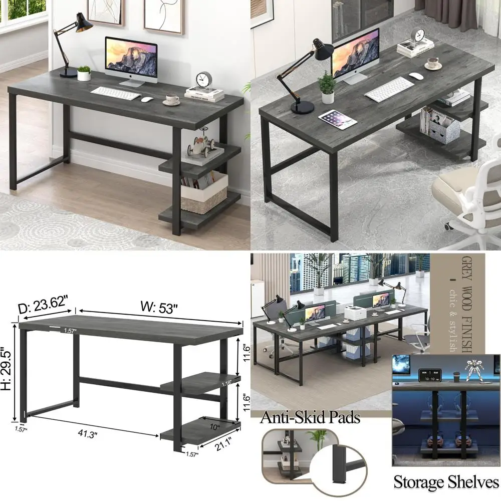 Industrial Computer Desk with Storage for Home Office, Wood Writing Table for Bedroom and Living Room, Grey
Industrial Computer Desk with Storage for Home Office, Wood Writing Table for Bedroom and Living Room, Grey