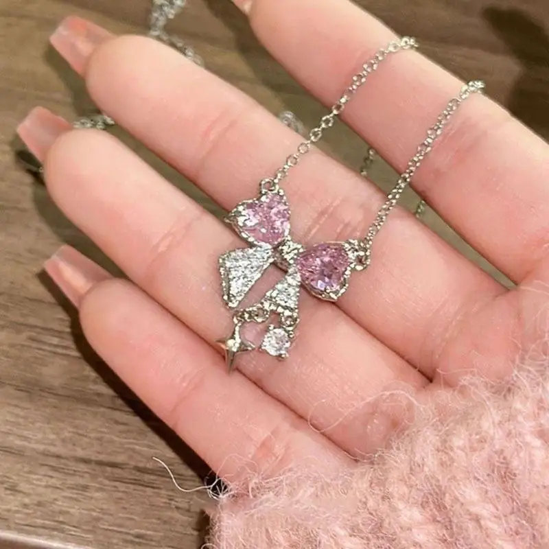652F Elegant Pink Bowknot Necklace Women Fashion Jewelry Alloy Texture Elegant Women Necklace Suitable for Comfortable Wear
652F Elegant Pink Bowknot Necklace Women Fashion Jewelry Alloy Texture Elegant Women Necklace Suitable for Comfortable Wear