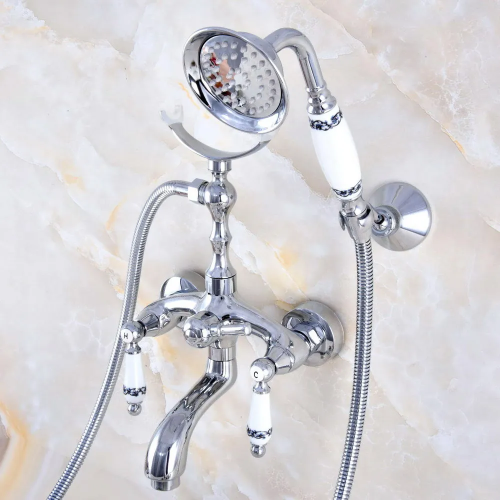 Silver Chrome Brass Wall Mounted Bathroom Bath Tub Faucet Set WITH/ 150CM Handheld Shower Spray Head Mixer Tap Dna749
Silver Chrome Brass Wall Mounted Bathroom Bath Tub Faucet Set WITH/ 150CM Handheld Shower Spray Head Mixer Tap Dna749