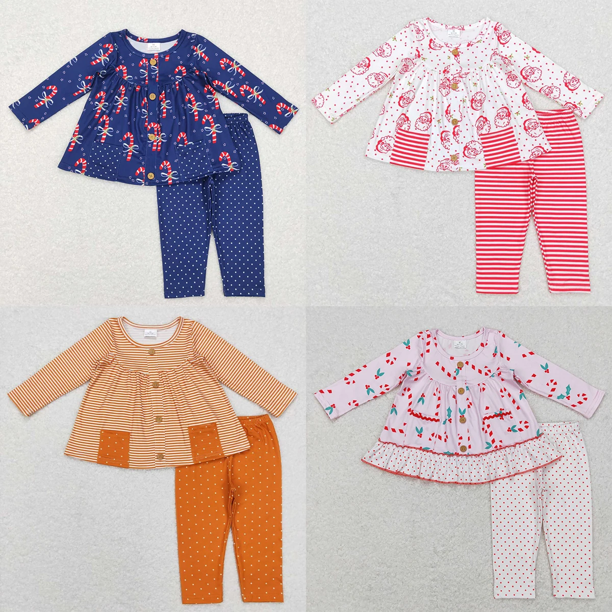 Wholesale Baby Girl Christmas Sets Long Sleeve Candy Cane Pocket Tunic Blue Leggings Kids Two Pieces Toddler Outfits
Wholesale Baby Girl Christmas Sets Long Sleeve Candy Cane Pocket Tunic Blue Leggings Kids Two Pieces Toddler Outfits