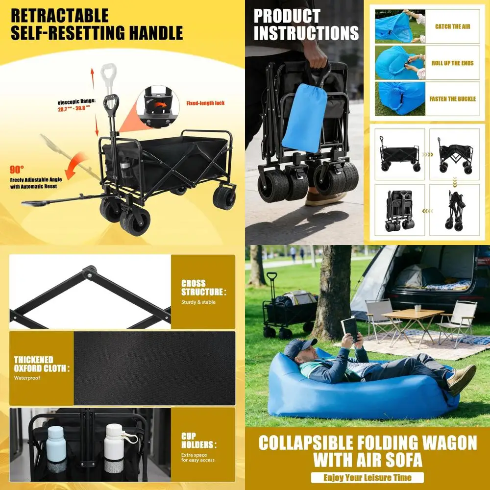 Versatile All-Terrain Folding Wagon with 440 lbs Capacity for Beach, Camping, Garden, and Shopping
Versatile All-Terrain Folding Wagon with 440 lbs Capacity for Beach, Camping, Garden, and Shopping