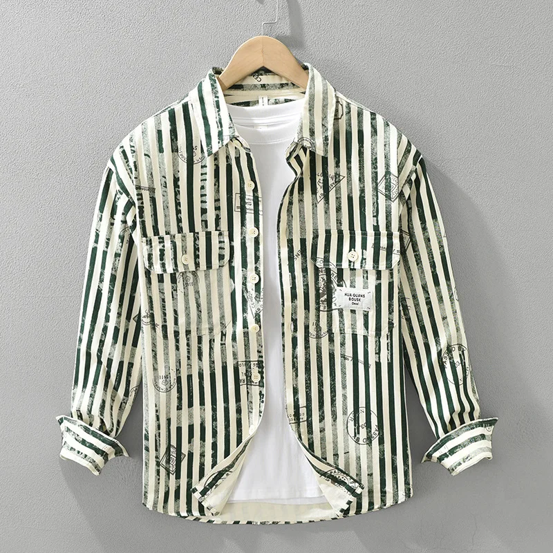 Men's Long Sve Printed Cotton irt Casual Faion Spring Autumn Striped Pattern Comfortable Loose Fit Ele Top
Men's Long Sve Printed Cotton irt Casual Faion Spring Autumn Striped Pattern Comfortable Loose Fit Ele Top