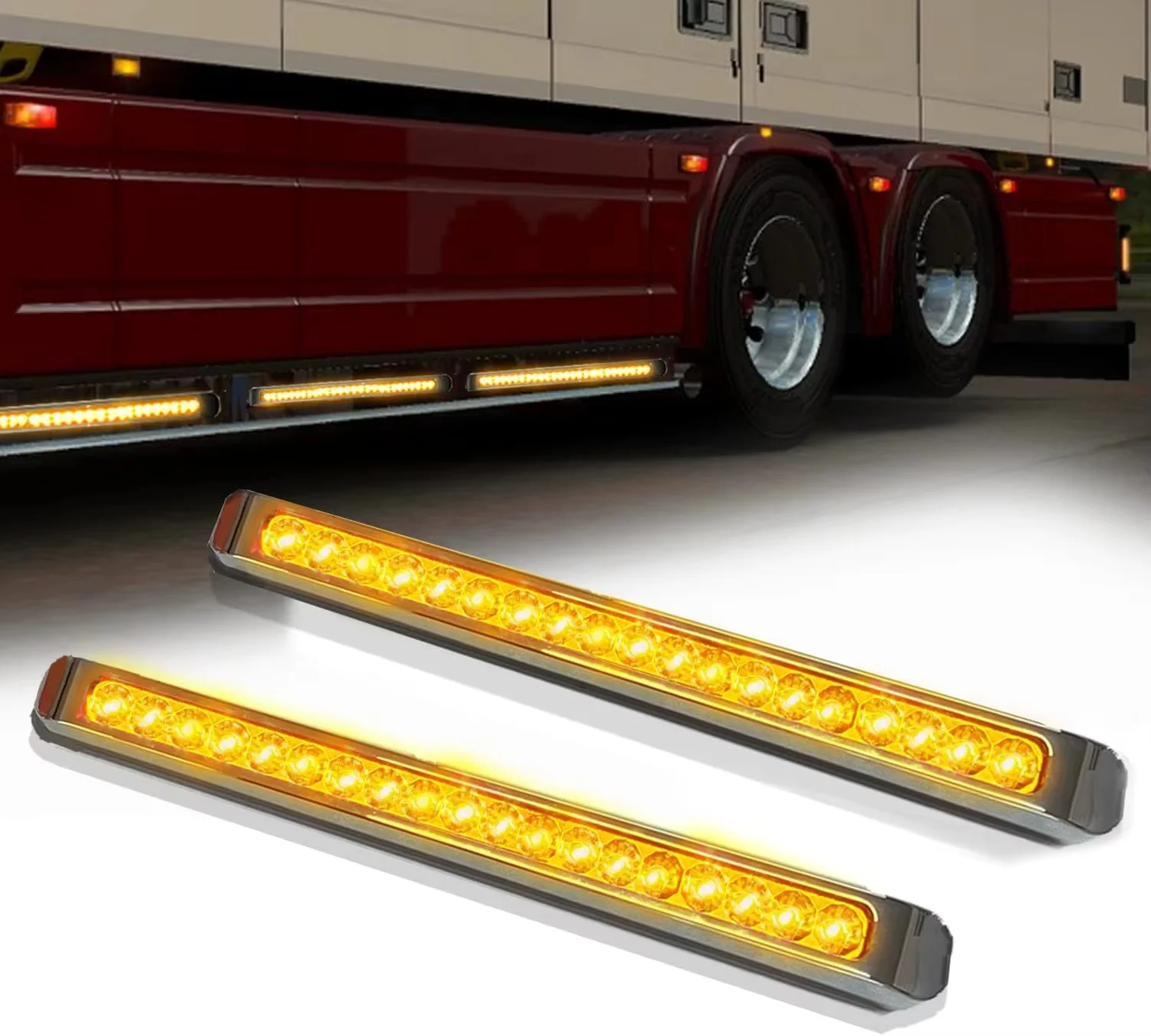 Yellow 2PCS 44.5CM Strobe LED Trailer Light Bar Stop Tail Light Truck Clearance Light Emergency Flashing 12-30V IP66 Waterproof
Yellow 2PCS 44.5CM Strobe LED Trailer Light Bar Stop Tail Light Truck Clearance Light Emergency Flashing 12-30V IP66 Waterproof