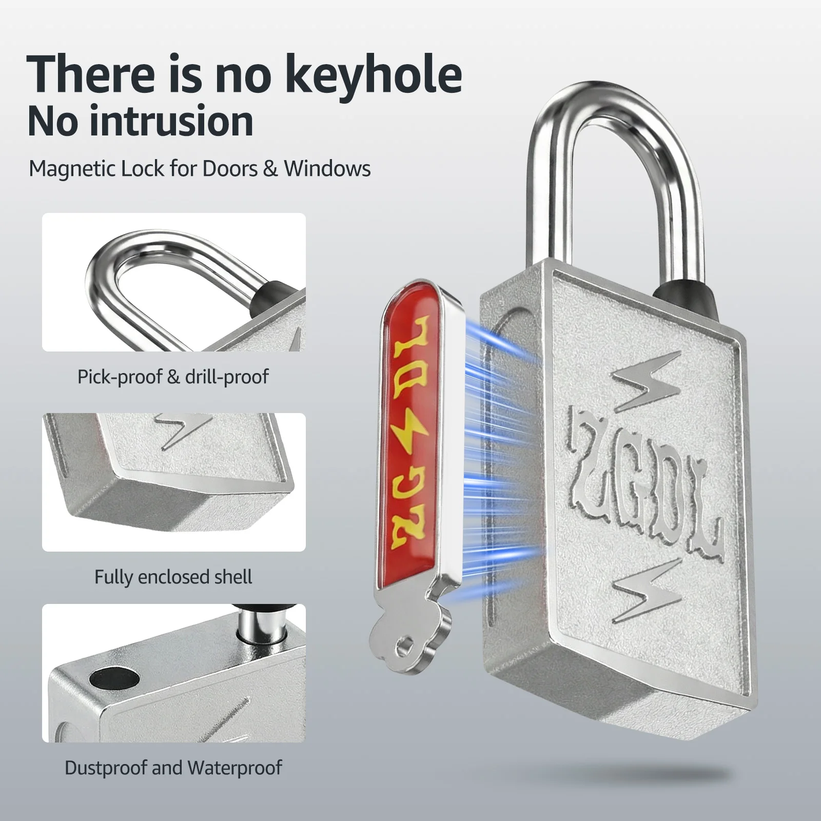 Keyless Hole Magnetic Padlock Outdoor Weatherproof Lock Waterproof Rust Proof Anti-Pry Combination Lock for Gates Sheds Toolbox
Keyless Hole Magnetic Padlock Outdoor Weatherproof Lock Waterproof Rust Proof Anti-Pry Combination Lock for Gates Sheds Toolbox