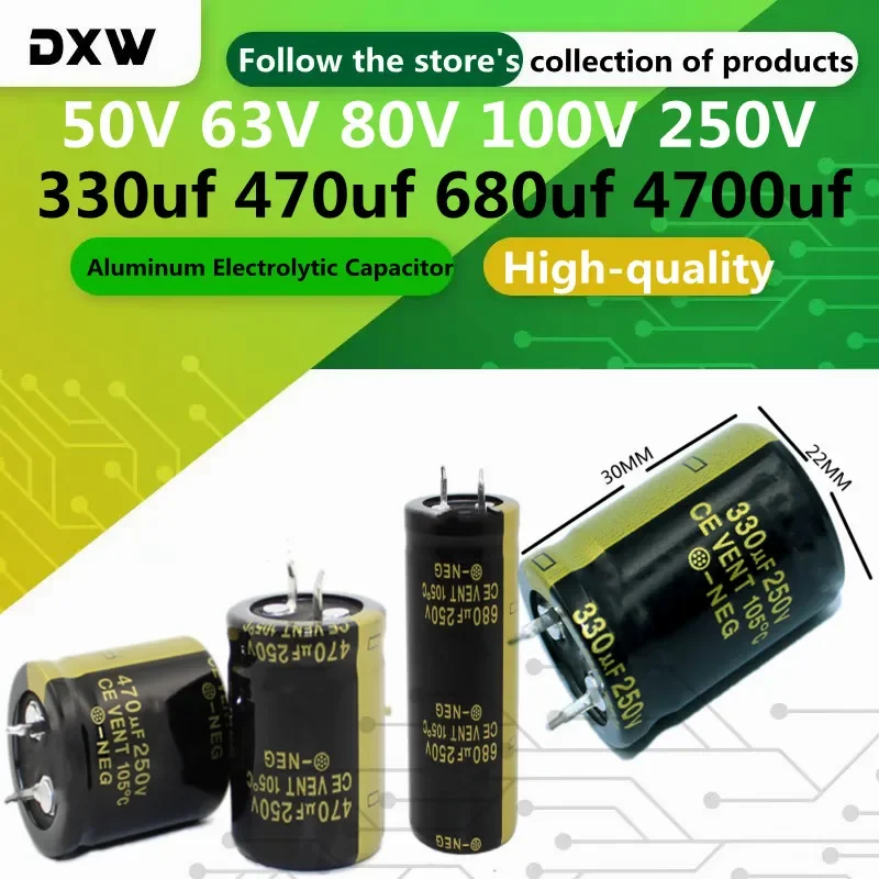 2PCS/Lot 330uf 470uf 680uf 4700uf Aluminum Electrolytic Capacitor 50V 63V 80V 100V 250V
2PCS/Lot 330uf 470uf 680uf 4700uf Aluminum Electrolytic Capacitor 50V 63V 80V 100V 250V