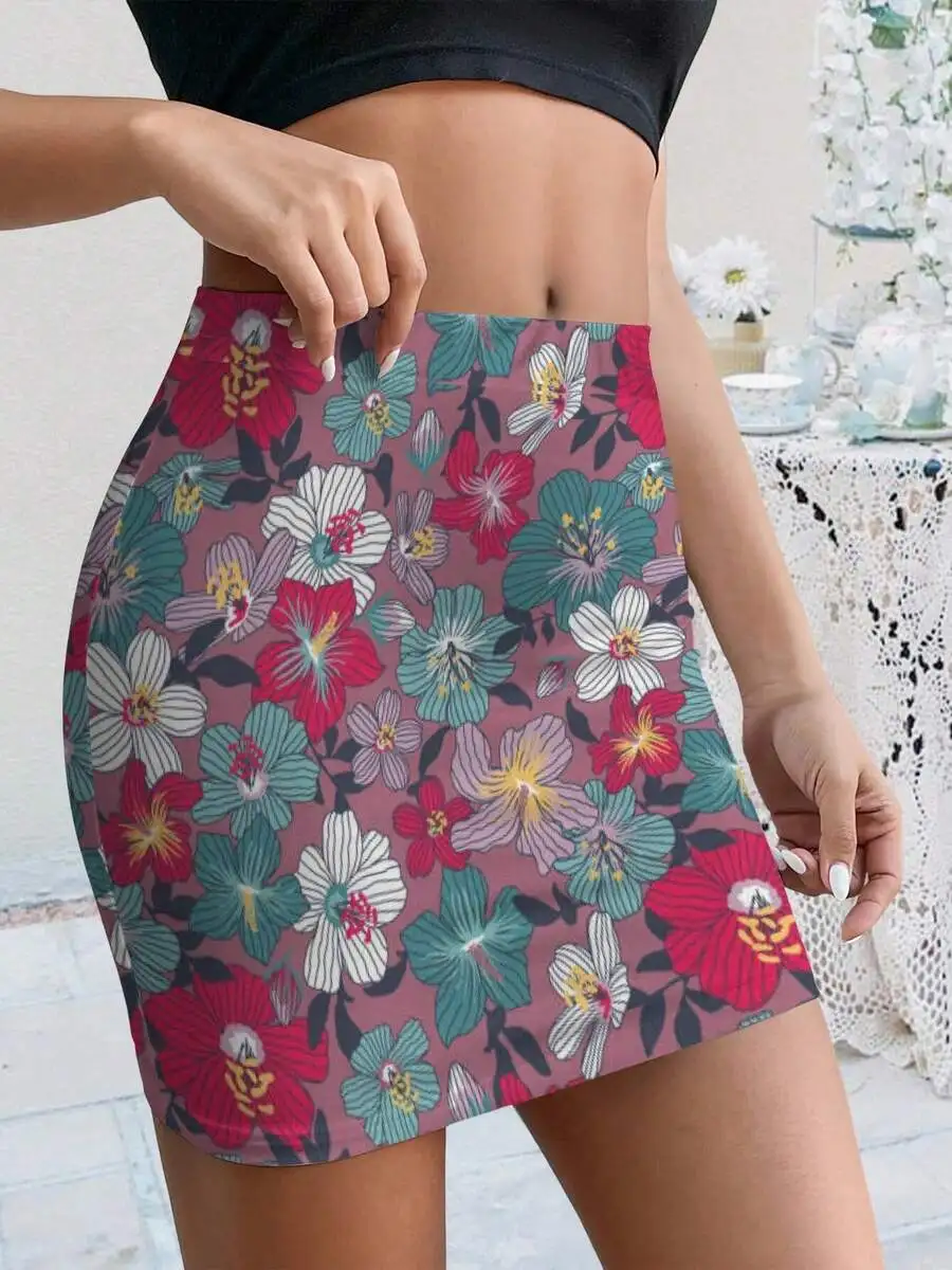 Women Summer Bodycon Mini Skirt Tropical Floral Print Red Teal White Lightweight Vacation Casual
Women Summer Bodycon Mini Skirt Tropical Floral Print Red Teal White Lightweight Vacation Casual