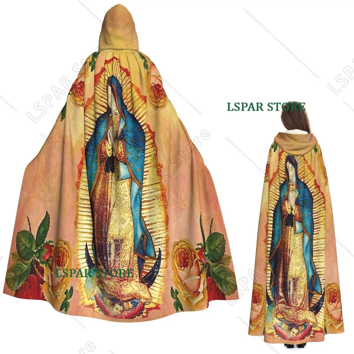 Our Lady Of Guadalupe Virgin Mary And Roses Long Hooded Cloak Witch Medieval Costume Cosplay Cape HalloweenVampire Adult Unisex
Our Lady Of Guadalupe Virgin Mary And Roses Long Hooded Cloak Witch Medieval Costume Cosplay Cape HalloweenVampire Adult Unisex