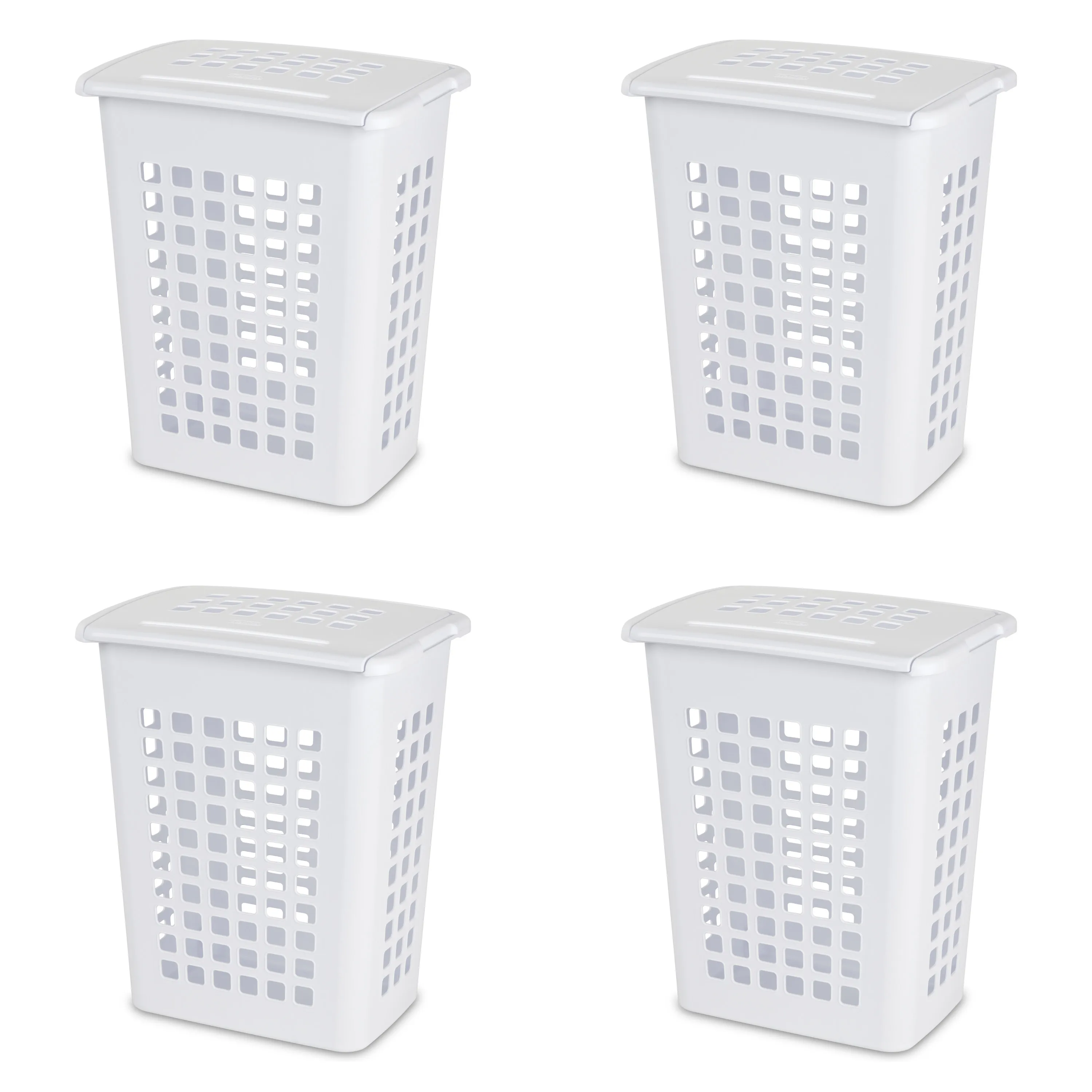 LiftTop Laundry Hamper, Plastic, Jumbo Size with Lid and Carry Handles, White, Pack of 4
LiftTop Laundry Hamper, Plastic, Jumbo Size with Lid and Carry Handles, White, Pack of 4