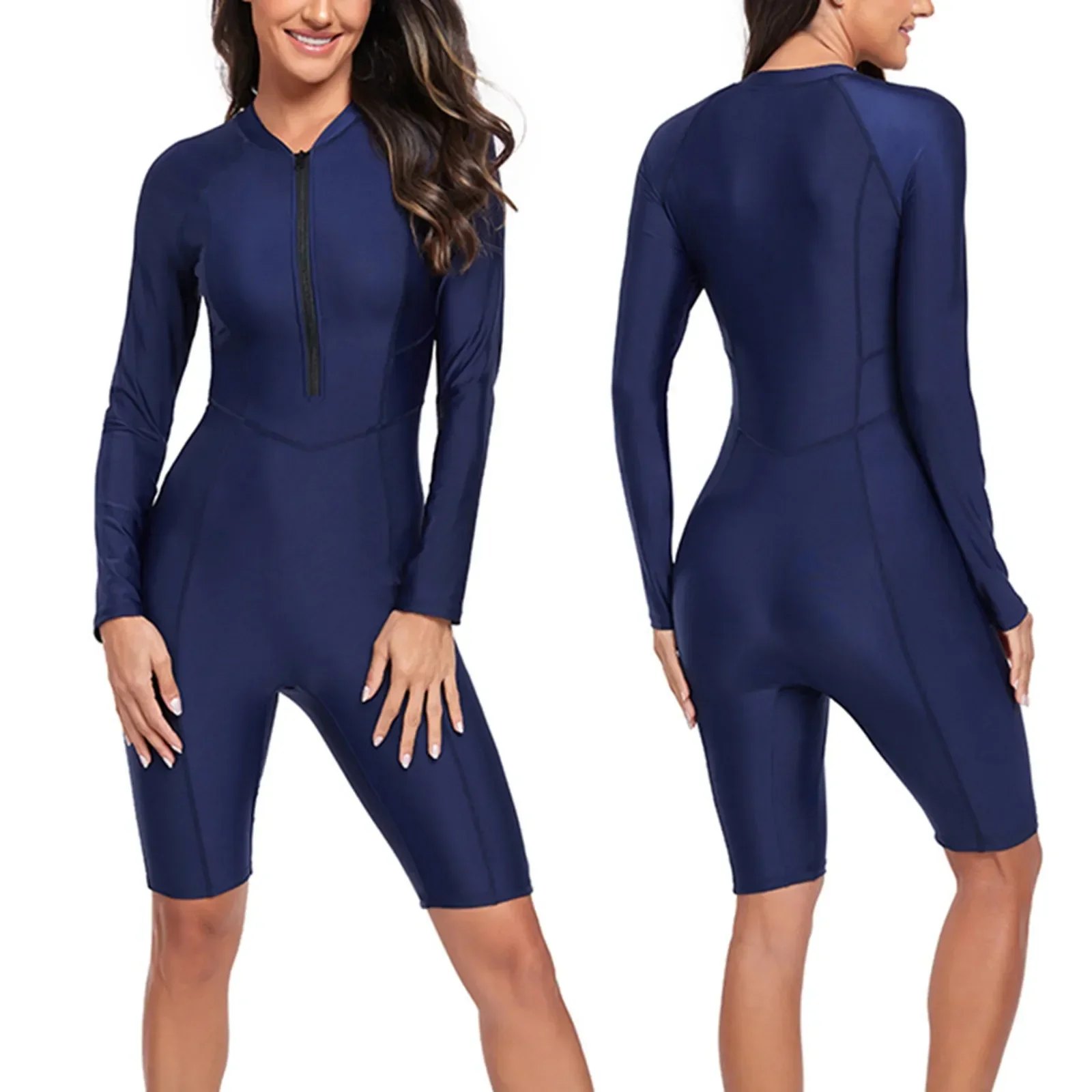 Women's Summer Fashionable Sports Solid Color Zippered Round Neck Long Sleeved Surfing Suit Women Swimwear One Piece Swimsuit
Women's Summer Fashionable Sports Solid Color Zippered Round Neck Long Sleeved Surfing Suit Women Swimwear One Piece Swimsuit