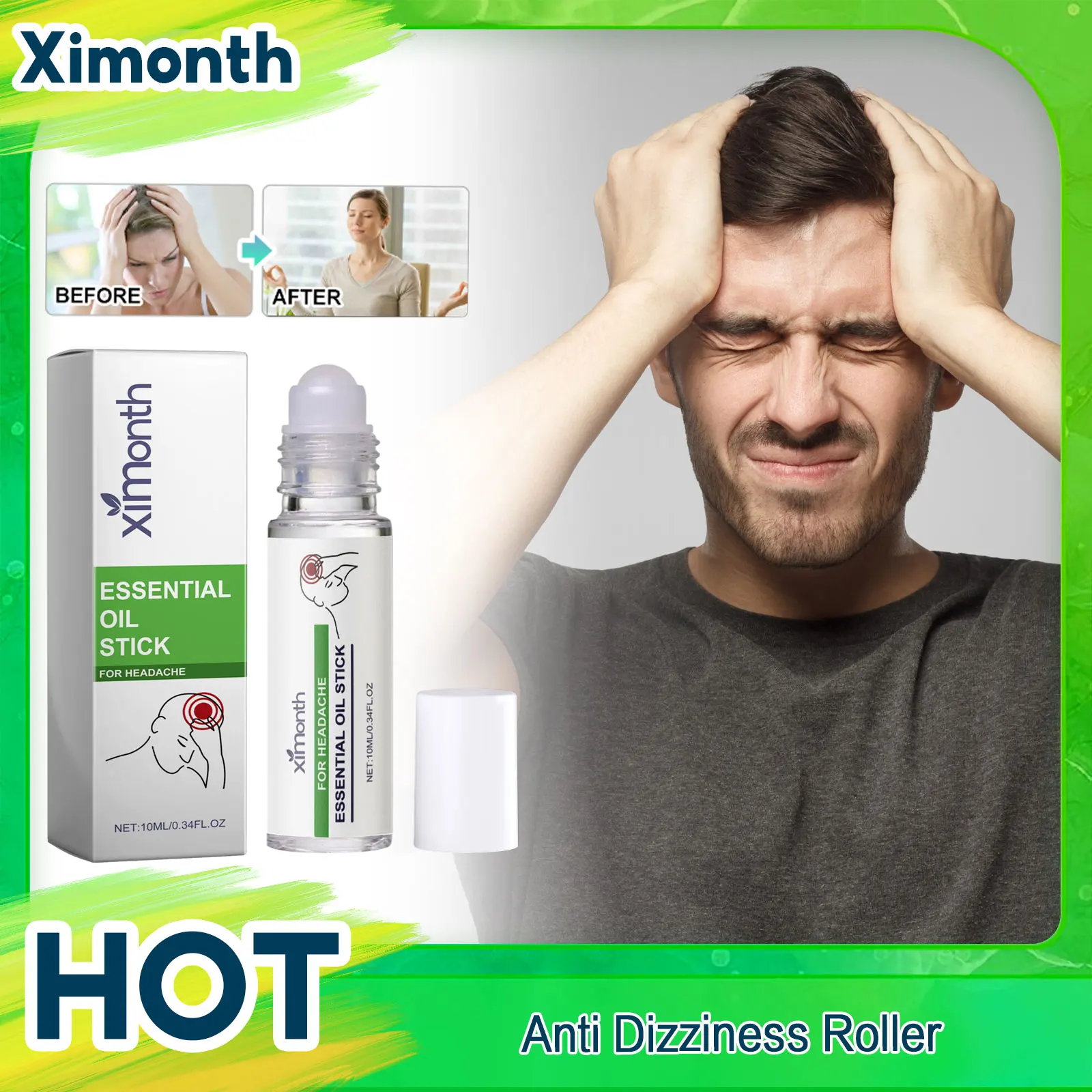 Dizziness Soothing Roller Improve Headache Migraine Relieve Nausea Vomiting Brain Nerve Relax Anxious Relief Anti Dizzy Roll-On
Dizziness Soothing Roller Improve Headache Migraine Relieve Nausea Vomiting Brain Nerve Relax Anxious Relief Anti Dizzy Roll-On