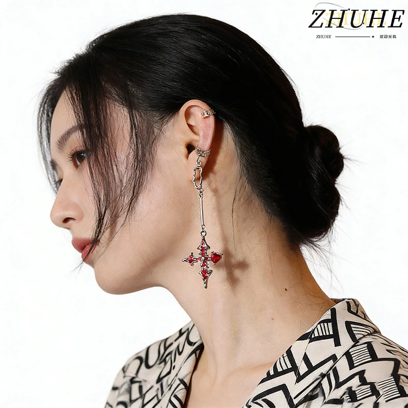 Vintage Cross Dangle Earrings Copper Material Jewelry Accessories for Women and Men, Gothic RedEnamel Heart Decor Long Drop Earr
Vintage Cross Dangle Earrings Copper Material Jewelry Accessories for Women and Men, Gothic RedEnamel Heart Decor Long Drop Earr
