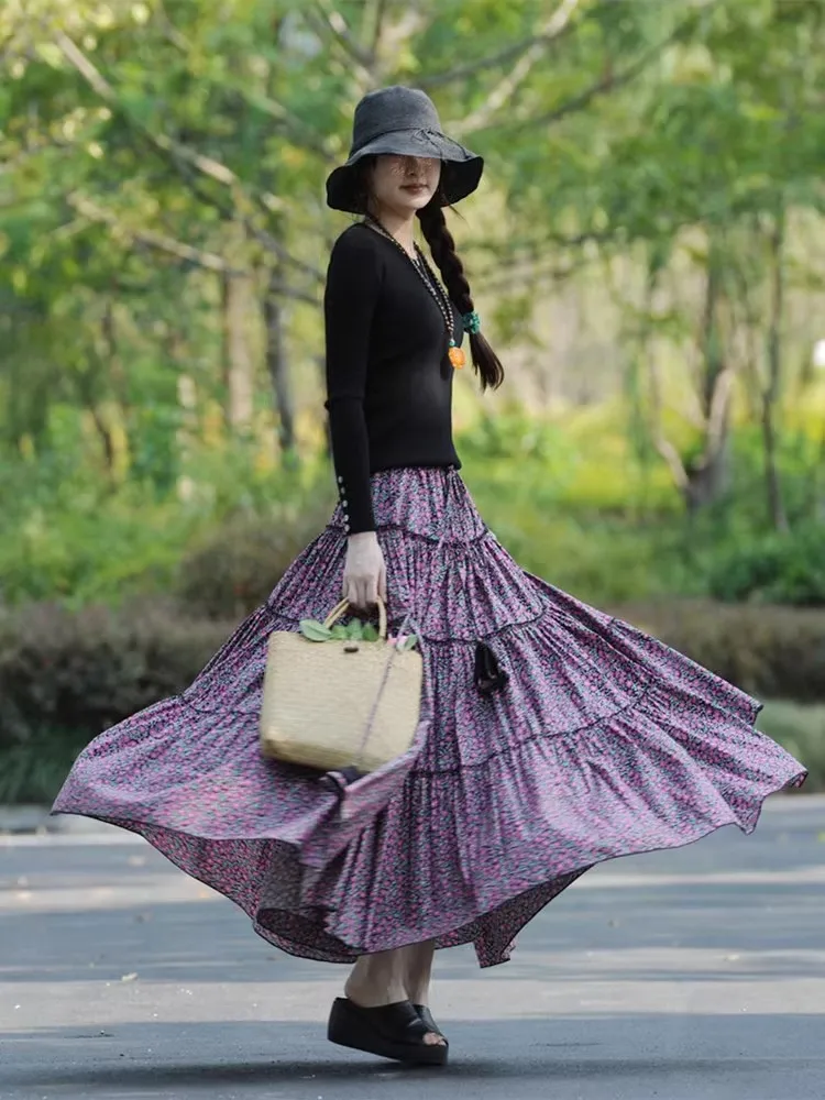 Meho High Waist Floral Print f Skirt Women's Artistic Sle Dance Long Skirt Slimming Spring Autumn Cotton Gauze Skirt
Meho High Waist Floral Print f Skirt Women's Artistic Sle Dance Long Skirt Slimming Spring Autumn Cotton Gauze Skirt