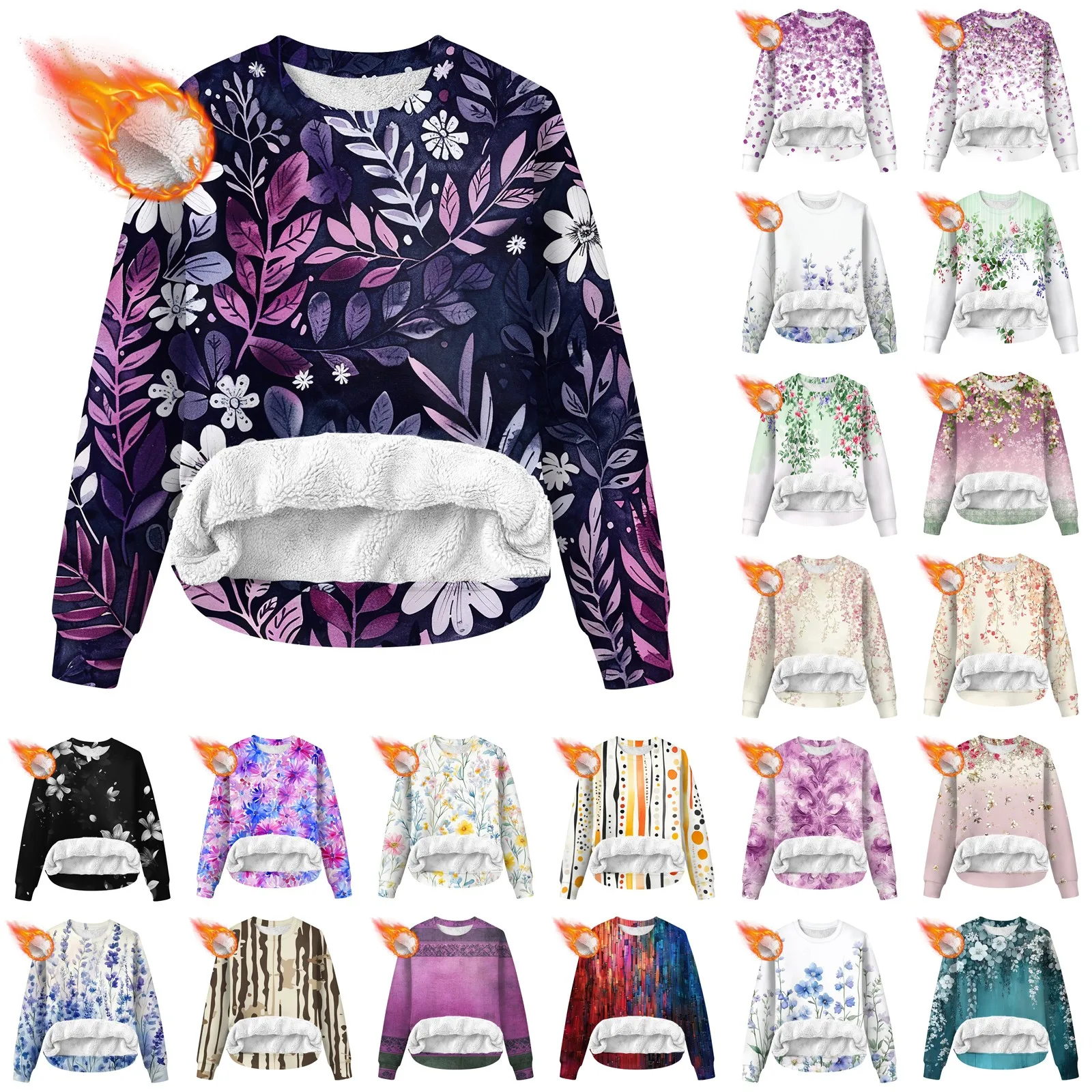 Trend Autumn Plus Size Woman Sweatshirts New Floral Printing Loose Crewneck Pullover Warm Fleece Tops Female Clothes
Trend Autumn Plus Size Woman Sweatshirts New Floral Printing Loose Crewneck Pullover Warm Fleece Tops Female Clothes