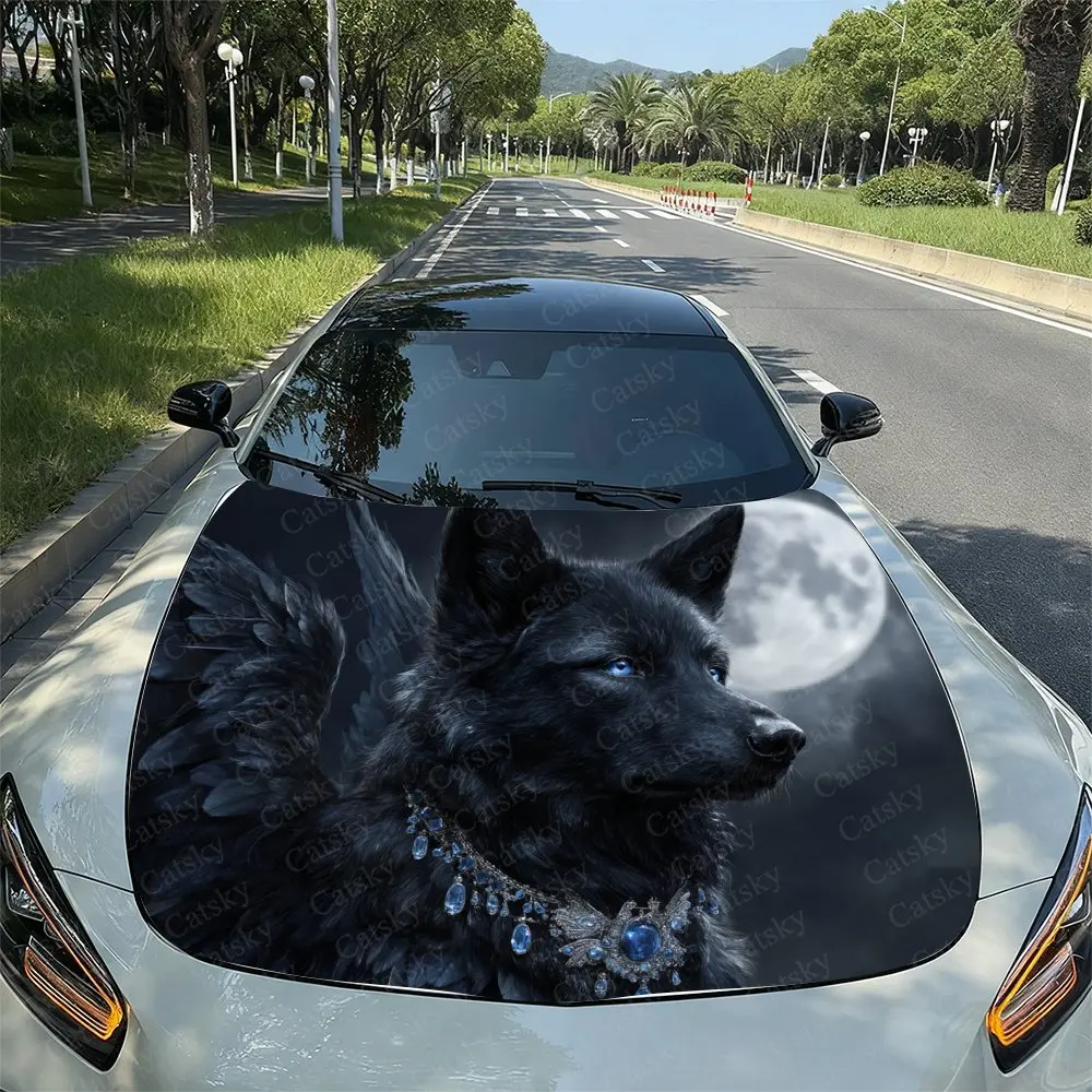 Black Winged Blue Eyed Wolf Car Hood Vinyl Sticker Wrap, Universal Engine Cover Decal, Durable Paper Material, Protective Film F
Black Winged Blue Eyed Wolf Car Hood Vinyl Sticker Wrap, Universal Engine Cover Decal, Durable Paper Material, Protective Film F