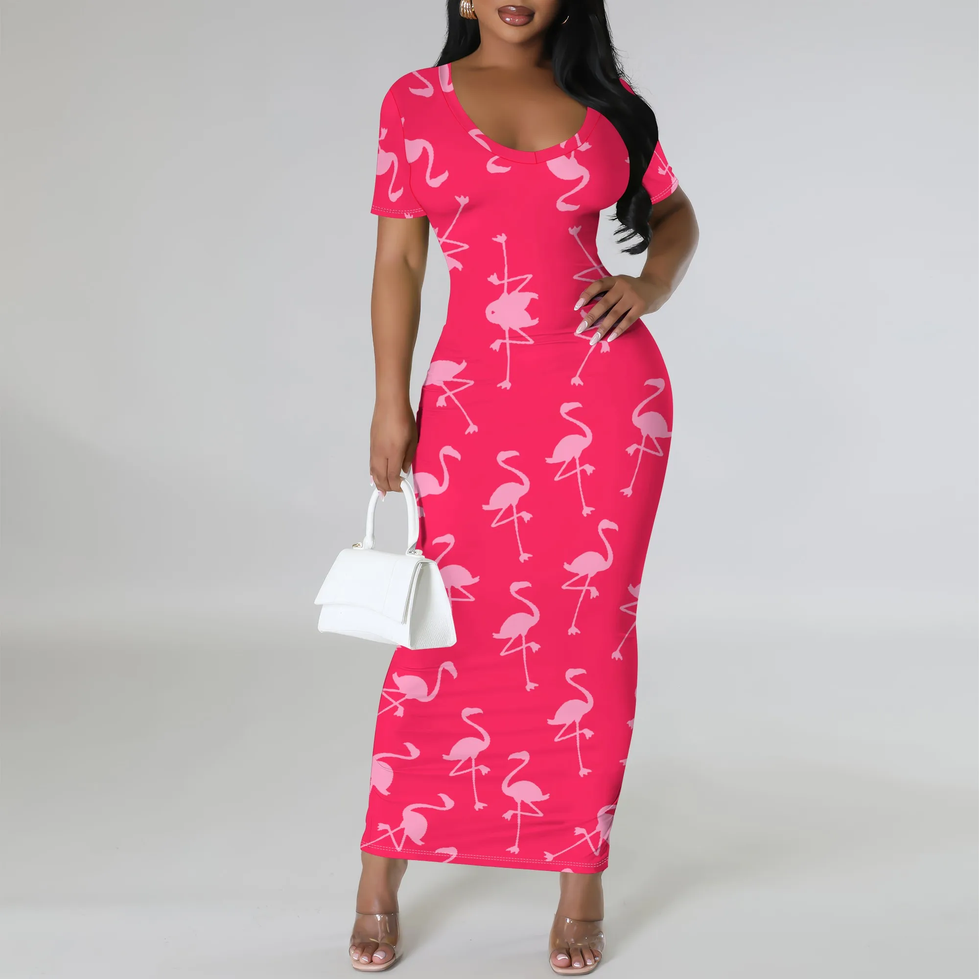 Women's Flamingo Print Maxi Dress Short Sleeve V-Neck Bodycon Dress for Beach Vacation Party Wear XS-3XL
Women's Flamingo Print Maxi Dress Short Sleeve V-Neck Bodycon Dress for Beach Vacation Party Wear XS-3XL