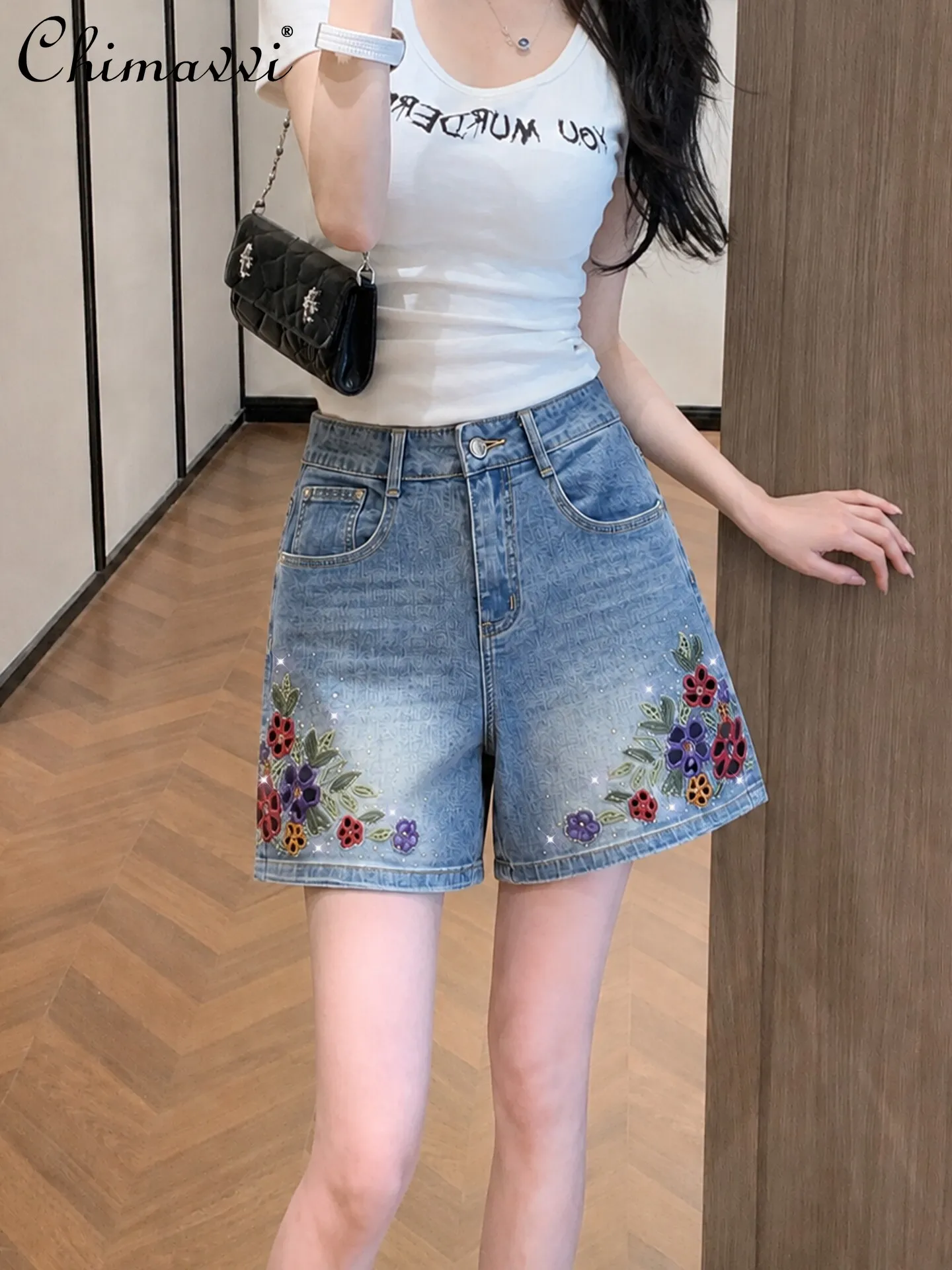 Heavy Embroider Hot Diamond Denim Shorts Women's Fashion Stretch High Waist Slimming Retro Distressed Straight-leg Hot Pants
Heavy Embroider Hot Diamond Denim Shorts Women's Fashion Stretch High Waist Slimming Retro Distressed Straight-leg Hot Pants