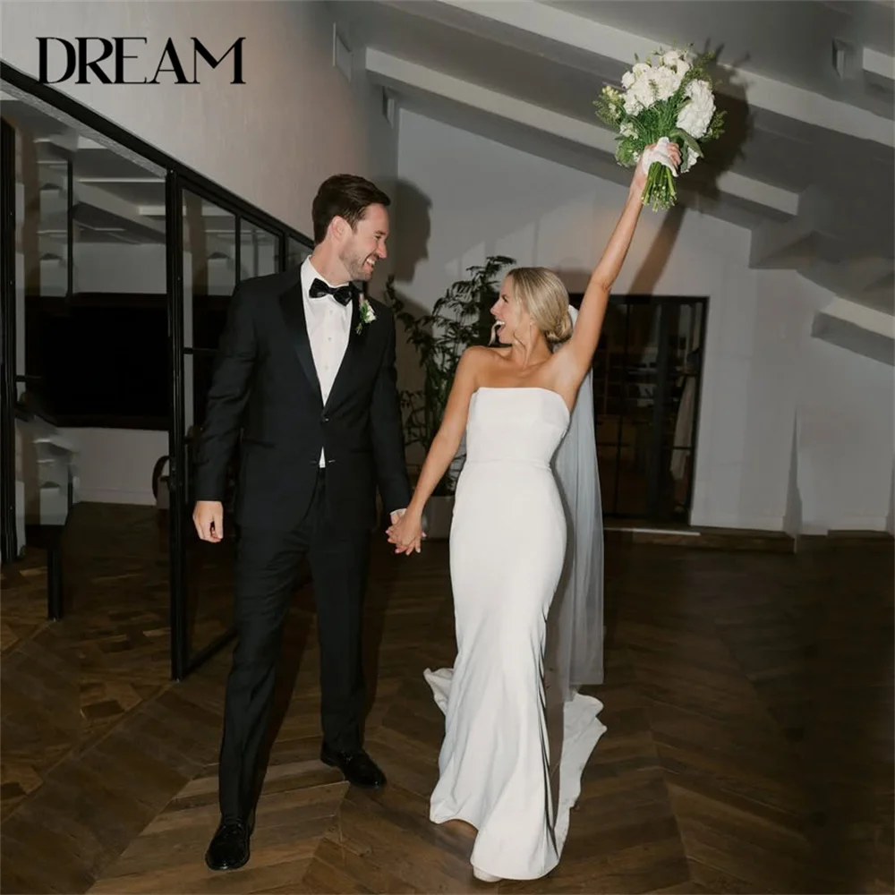 Simple Pleat Mermaid Wedding Dresses Strapless Open Back Sleeveless Crepe Bridal Gown Women 2025 Vestidos De Novia Customized
Simple Pleat Mermaid Wedding Dresses Strapless Open Back Sleeveless Crepe Bridal Gown Women 2025 Vestidos De Novia Customized
