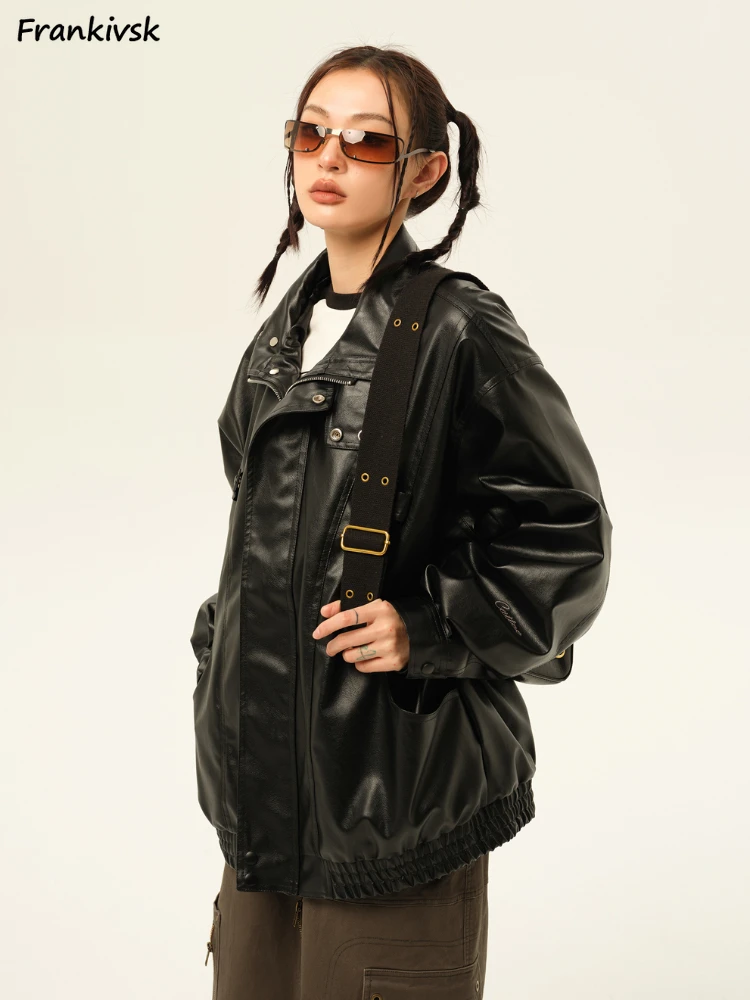 PU-leather Jackets Women Streetwear European Style Daily Blocking Outwear Popular Cool Girls Prevalent Chic Aesthetic 2023
PU-leather Jackets Women Streetwear European Style Daily Blocking Outwear Popular Cool Girls Prevalent Chic Aesthetic 2023