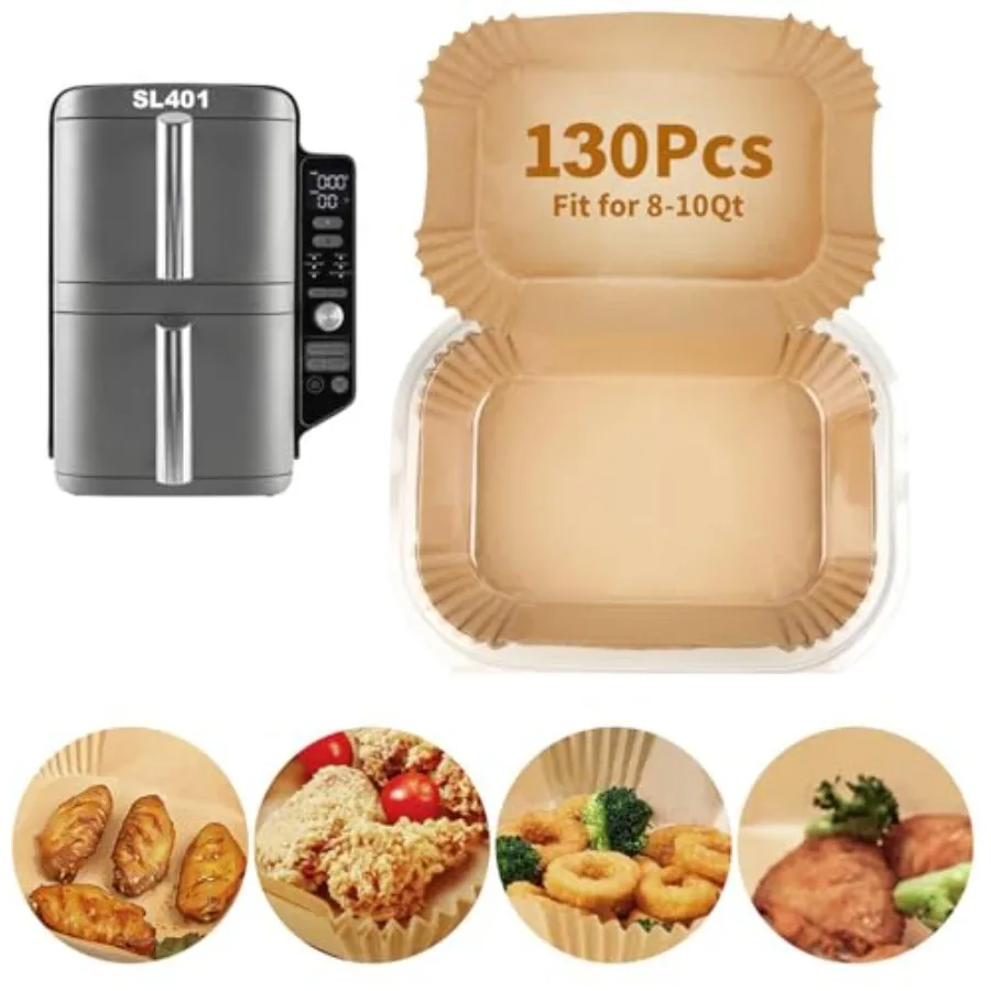 130PCs Air Fryer Liners Disposable SL401/SL451, Rectangle Baking Parchment Paper Ninja DoubleStack XL Air Fryer Inserts Accesso
130PCs Air Fryer Liners Disposable SL401/SL451, Rectangle Baking Parchment Paper Ninja DoubleStack XL Air Fryer Inserts Accesso
