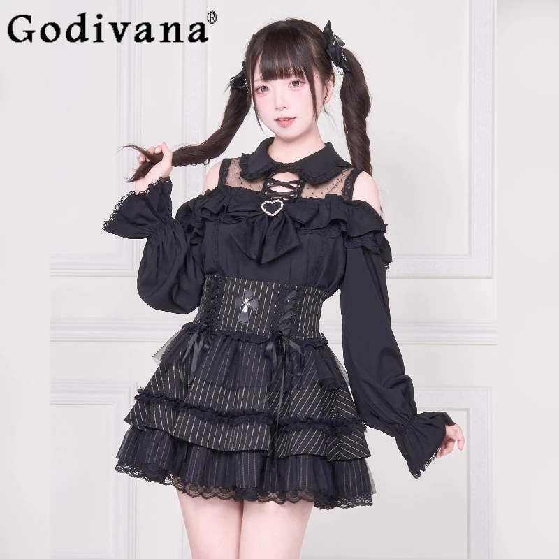 Original Japanese Mine Mass-Produced Black Long-Sleeve Shirt Autumn 2025 New Sweet Bow Off-Shoulder Lo Shirt Mini Skirt Set
Original Japanese Mine Mass-Produced Black Long-Sleeve Shirt Autumn 2025 New Sweet Bow Off-Shoulder Lo Shirt Mini Skirt Set
