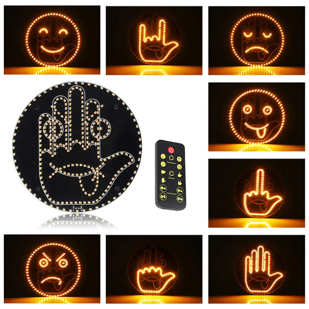 Car Finger Expression Light 4-Model Gesture Lamp Car Smiley Face Light Auto Rear Windshield Decor LED Hand Gesture Sign W/Remote
Car Finger Expression Light 4-Model Gesture Lamp Car Smiley Face Light Auto Rear Windshield Decor LED Hand Gesture Sign W/Remote