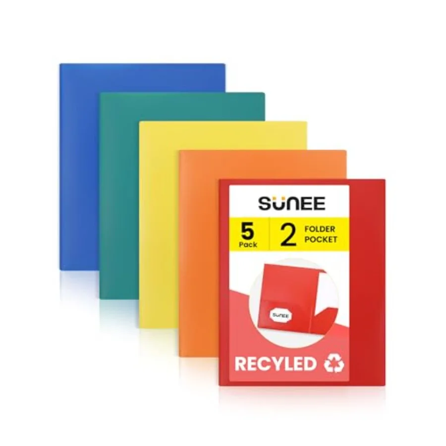 Folders with Pockets, 5 Pack Recycled File Folders Fit 8.5x11 Letter Size Paper, Pocket Folders for School, Plastic Folders wit
Folders with Pockets, 5 Pack Recycled File Folders Fit 8.5x11 Letter Size Paper, Pocket Folders for School, Plastic Folders wit