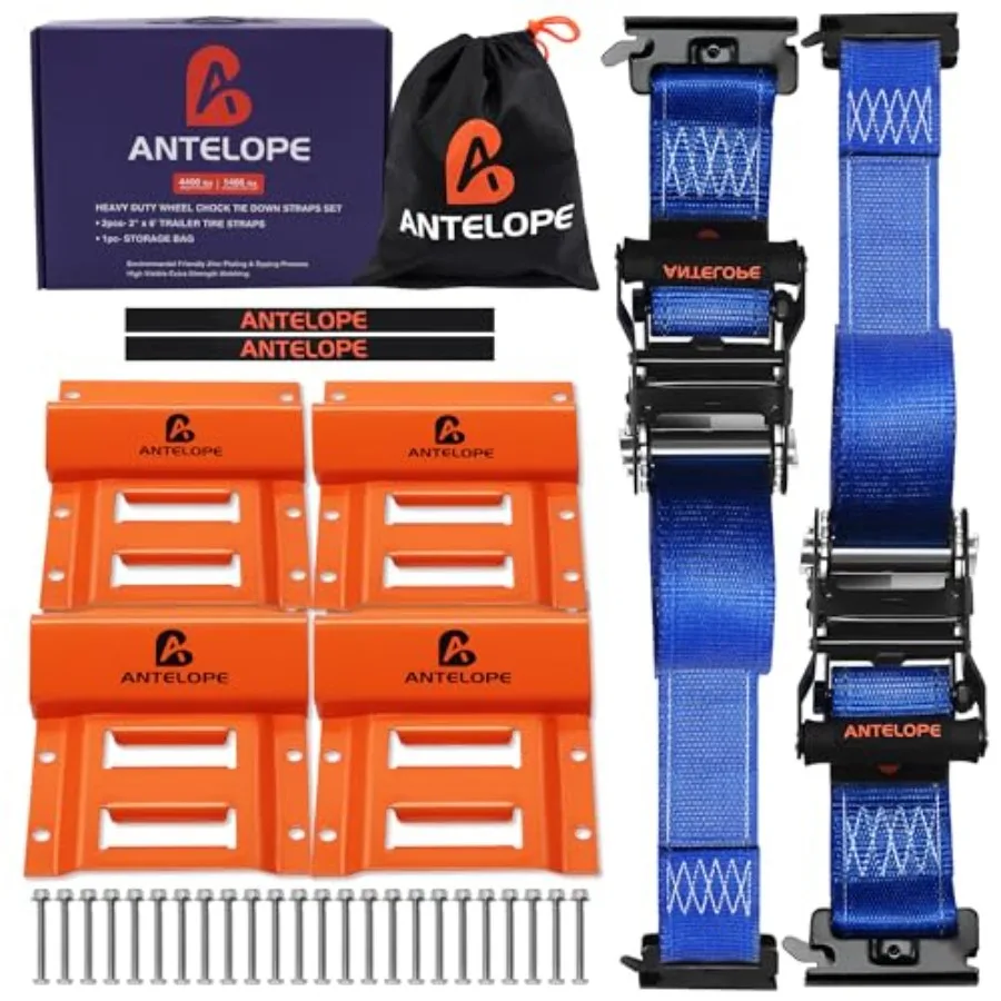 Heavy Duty Wheel Chock Tie Down Kit, 4400lbs Break gth Trailer Tire Straps System, ETrack Trailer Tire Straps for ATV, UTV, Mow
Heavy Duty Wheel Chock Tie Down Kit, 4400lbs Break gth Trailer Tire Straps System, ETrack Trailer Tire Straps for ATV, UTV, Mow