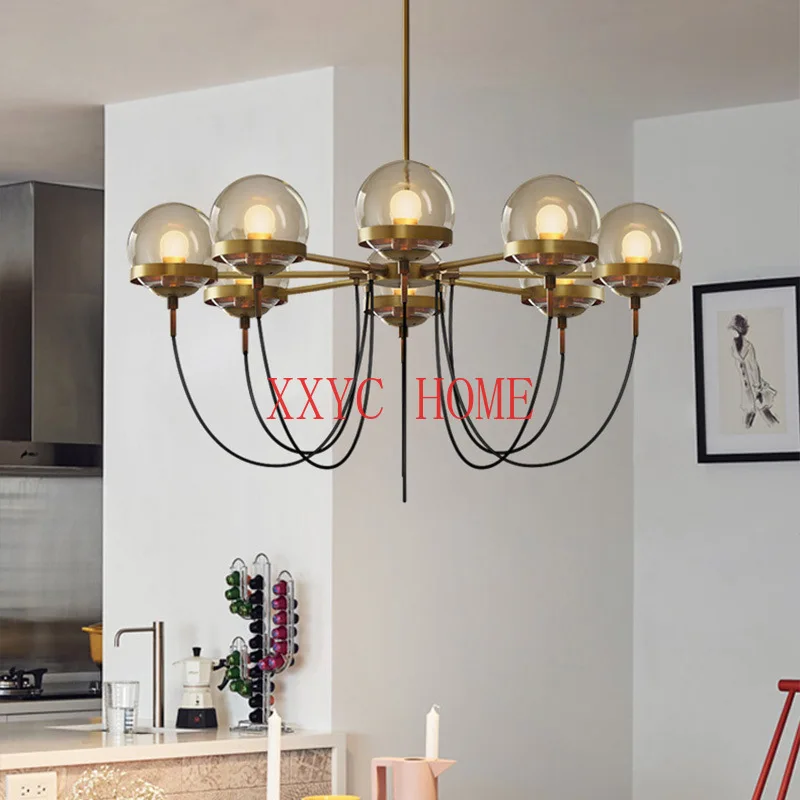 Nordic Designer's Chandeliers American Cafe Retro Restaurant Light Molecular Light Glass Ball Bronze Circle pendant lamp Iron
Nordic Designer's Chandeliers American Cafe Retro Restaurant Light Molecular Light Glass Ball Bronze Circle pendant lamp Iron