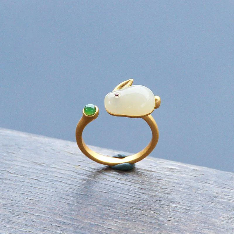 Inspired design natural Hetian jade rabbit adjustable ring earrings bracelet set exquisite sweet lady brand jewelry
Inspired design natural Hetian jade rabbit adjustable ring earrings bracelet set exquisite sweet lady brand jewelry