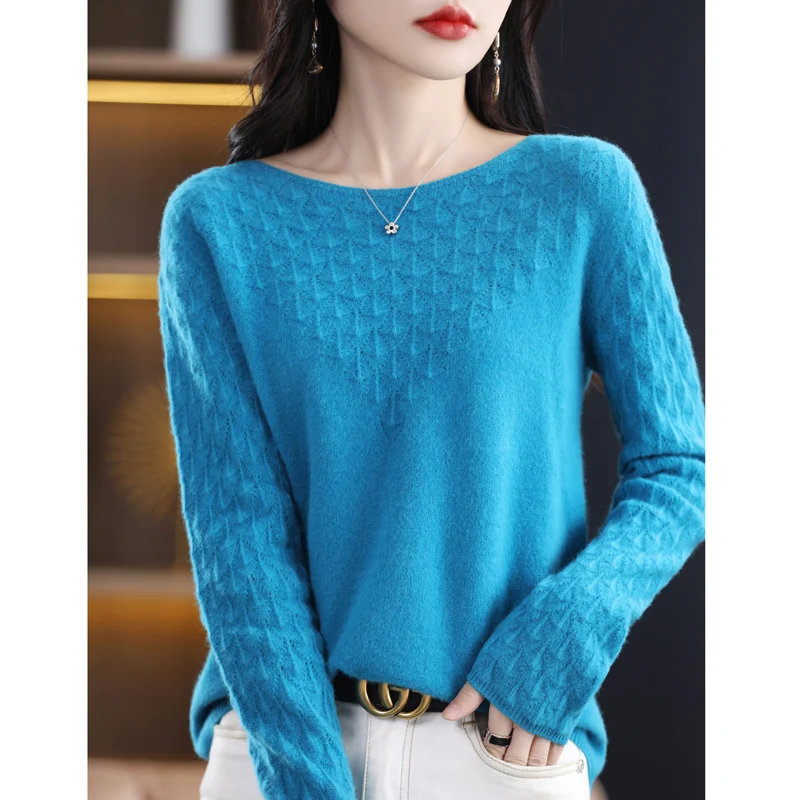 Spring and autumn new merino wool sweater female O-neck hollow pullover chic sweater cashmere sweater loose slim top
Spring and autumn new merino wool sweater female O-neck hollow pullover chic sweater cashmere sweater loose slim top