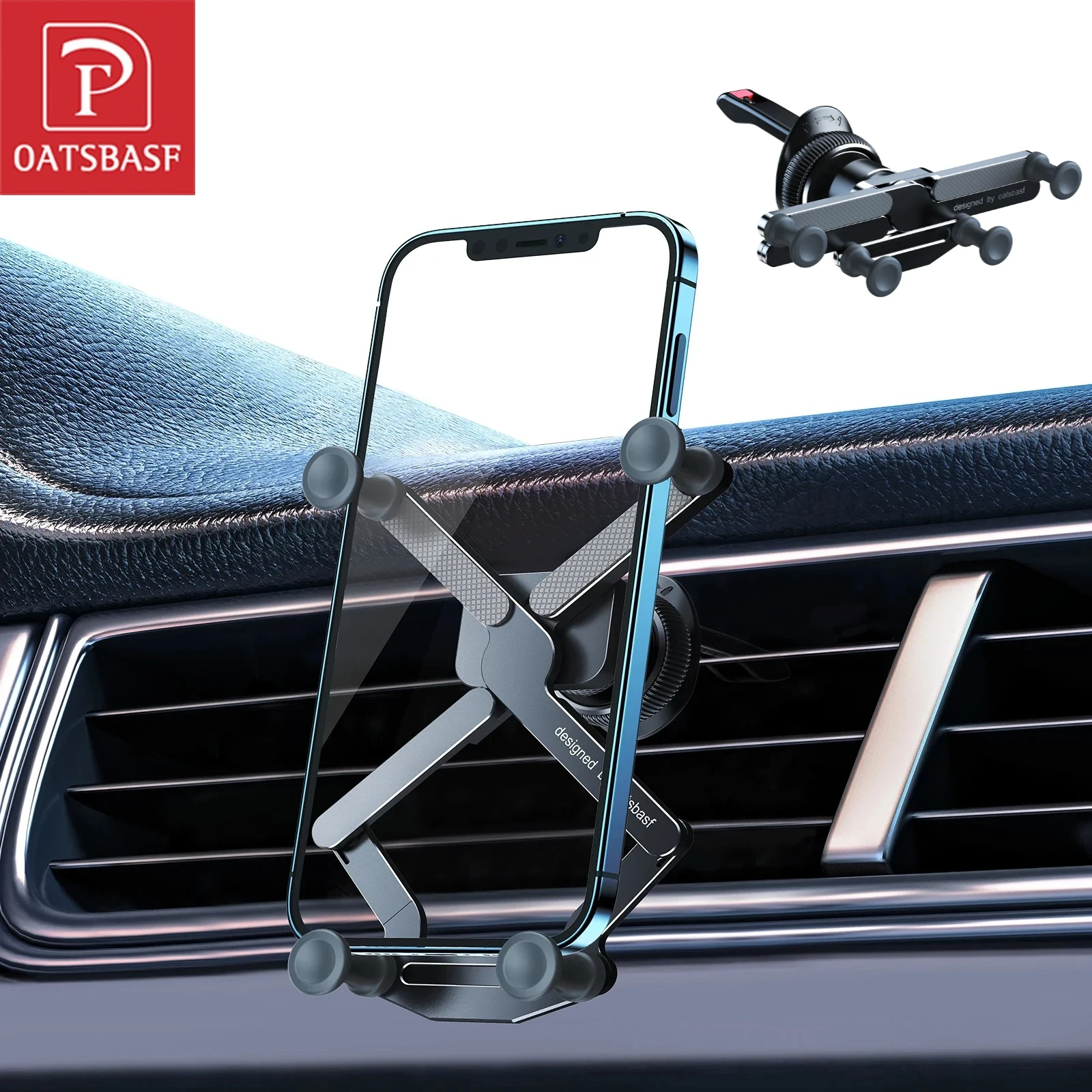 Oatsbasf Metal Car Air Vent Phone Holder Gravity Mount with 360° Rotation for iPhone 17 16 15 Pro Max Samsung 4.7-7.2" Devices
Oatsbasf Metal Car Air Vent Phone Holder Gravity Mount with 360° Rotation for iPhone 17 16 15 Pro Max Samsung 4.7-7.2" Devices